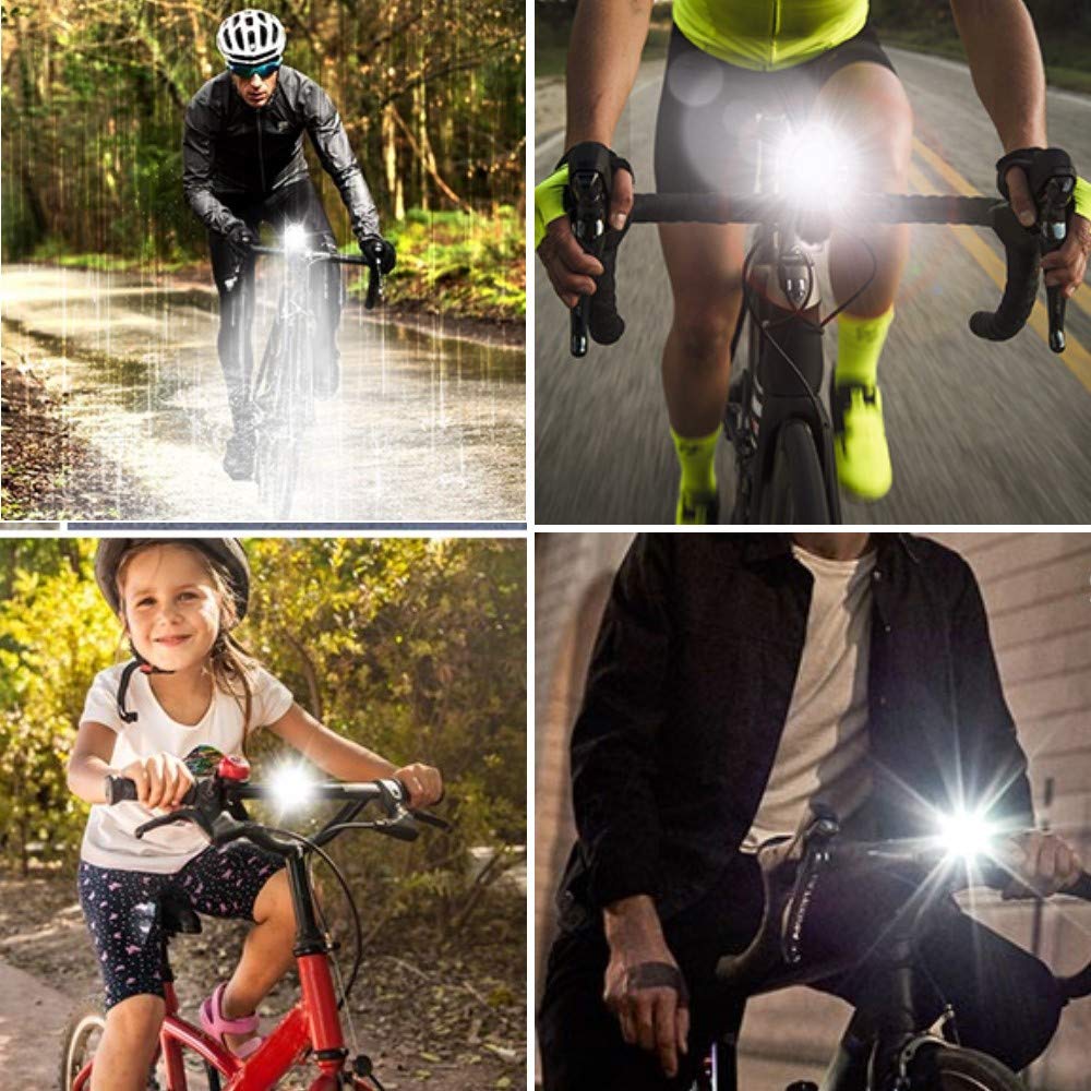 USB Rechargeable Bike Lights Set - Waterproof LED Bicycle Headlight & Taillight Combo with 6 Brightness Modes for Night Cycling, Commuting & Outdoor Adventures
