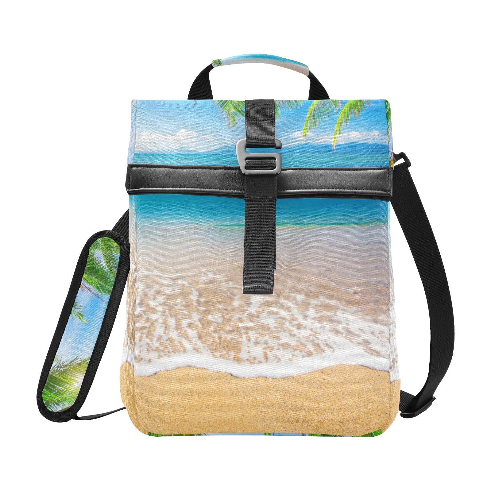 Insulated Beach Palm Tree Lunch Bag for Women & Men - Leakproof Foldable Cooler with Adjustable Shoulder Strap for Picnic, Fishing, Hiking, Camping, and Outdoor Adventures