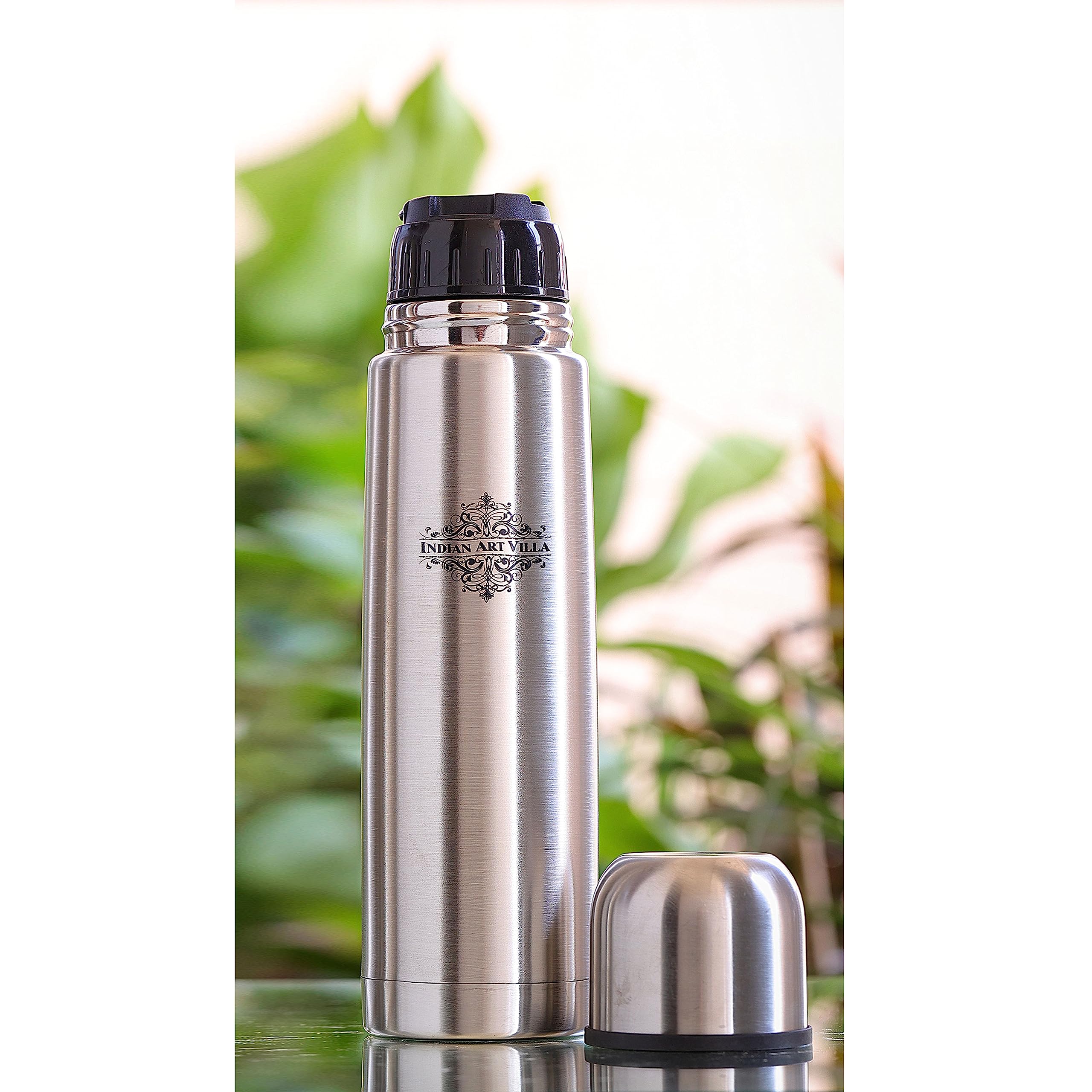 Premium Vacuum Insulated Stainless Steel Water Bottle with Flip Lid - 500ml Thermos Flask for Hot & Cold Drinks - Silver with Ergonomic Handle - Perfect for Hiking, Gym, Office & Travel