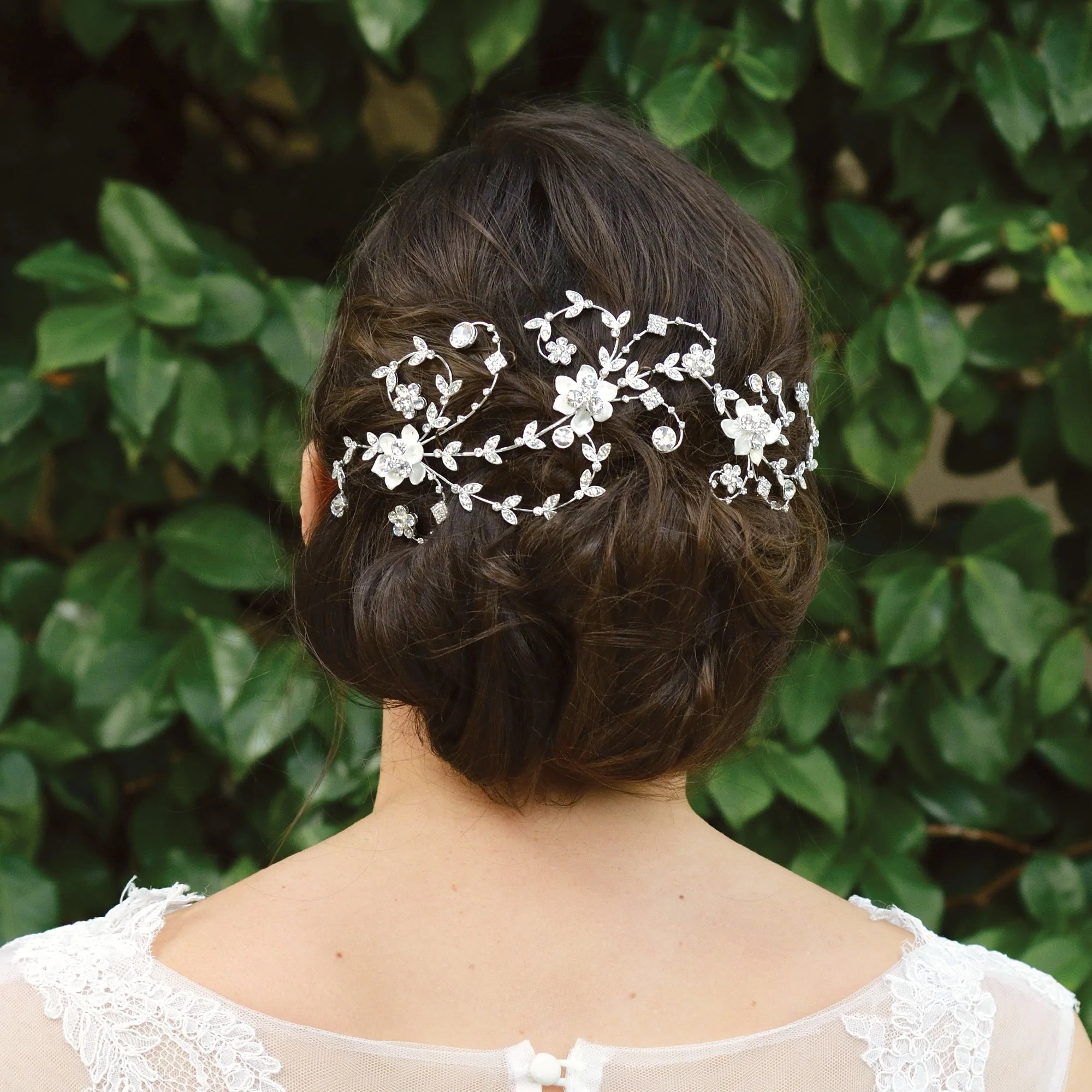 Ivory and Co Silver Floral Bridal Headpiece with Crystals Headband - GRETCHEN Wedding Hair Accessory for Brides, Bridesmaids & Prom | Perfect for Boho, Vintage & Romantic Wedding Styles