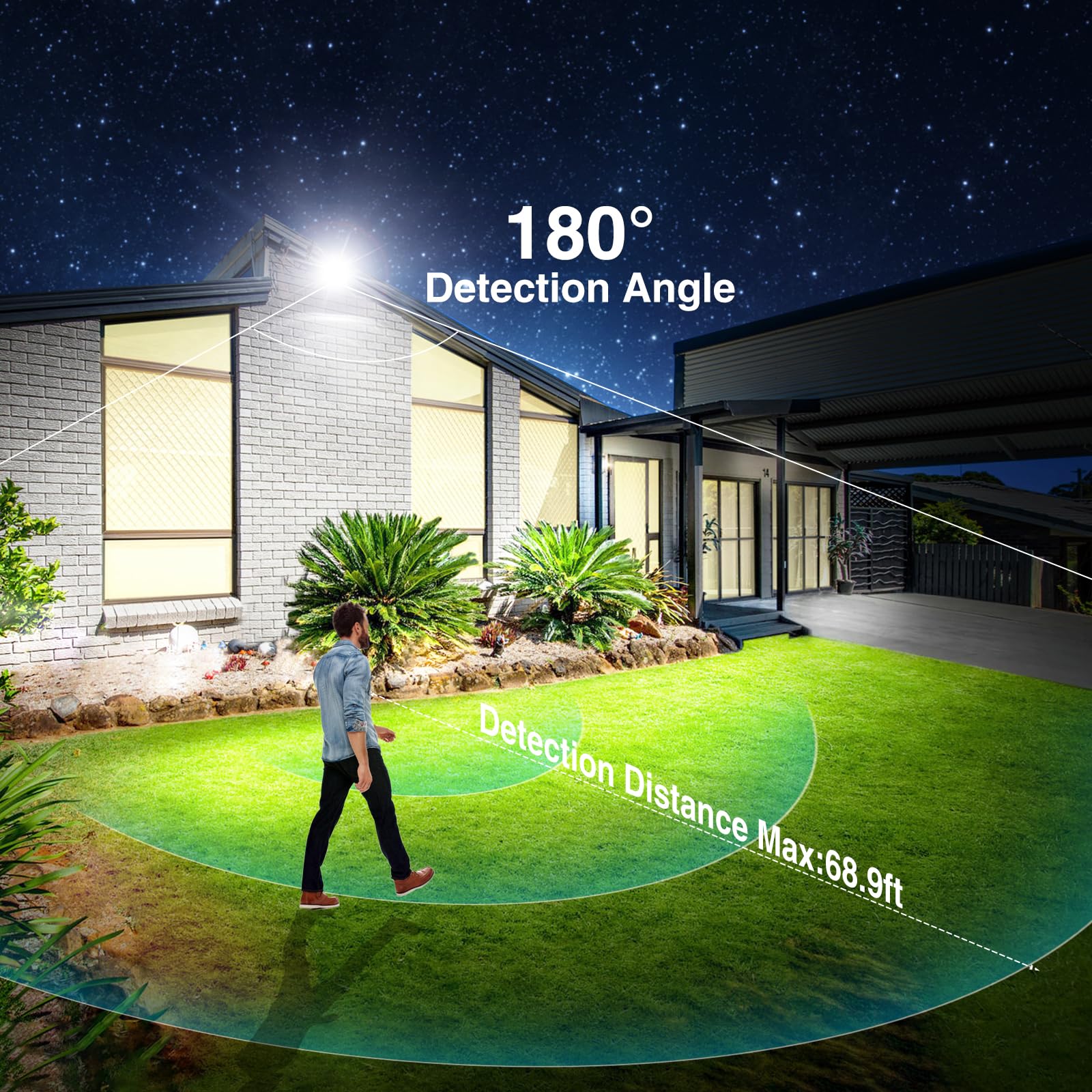 Onforu Motion Sensor Light - Adjustable Detection Distance & 180° Range, Dusk to Dawn Outdoor Security Lighting with Timer | Ideal for Porch, Garage, Yard, and Pathway Safety