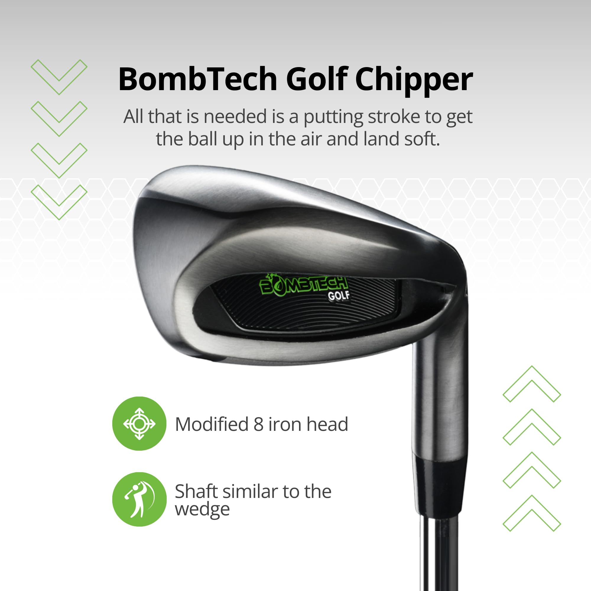 BombTech Golf Chipper Club - Premium Golf Wedge for Short Game & Chipping Practice - Perfect for Beginners & Advanced Players (Use on the Green, Bunker, or Rough)