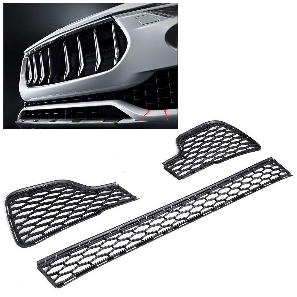 Acouto Front Bumper Lower Grill Set for Maserati Ghibli 2014-2017 - ABS Car Front Bumper Grille Mesh Guard Cover Accessories | Enhances Style & Protects Vehicle from Road Debris