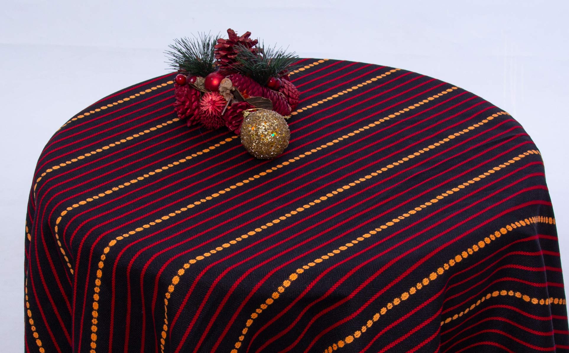 Ukrainian Ornament Wedding Tablecloth 60x120 Inches - Red Black Yellow Ethnic Rectangle Table Cover 150x300cm for Dining, Party & Special Events
