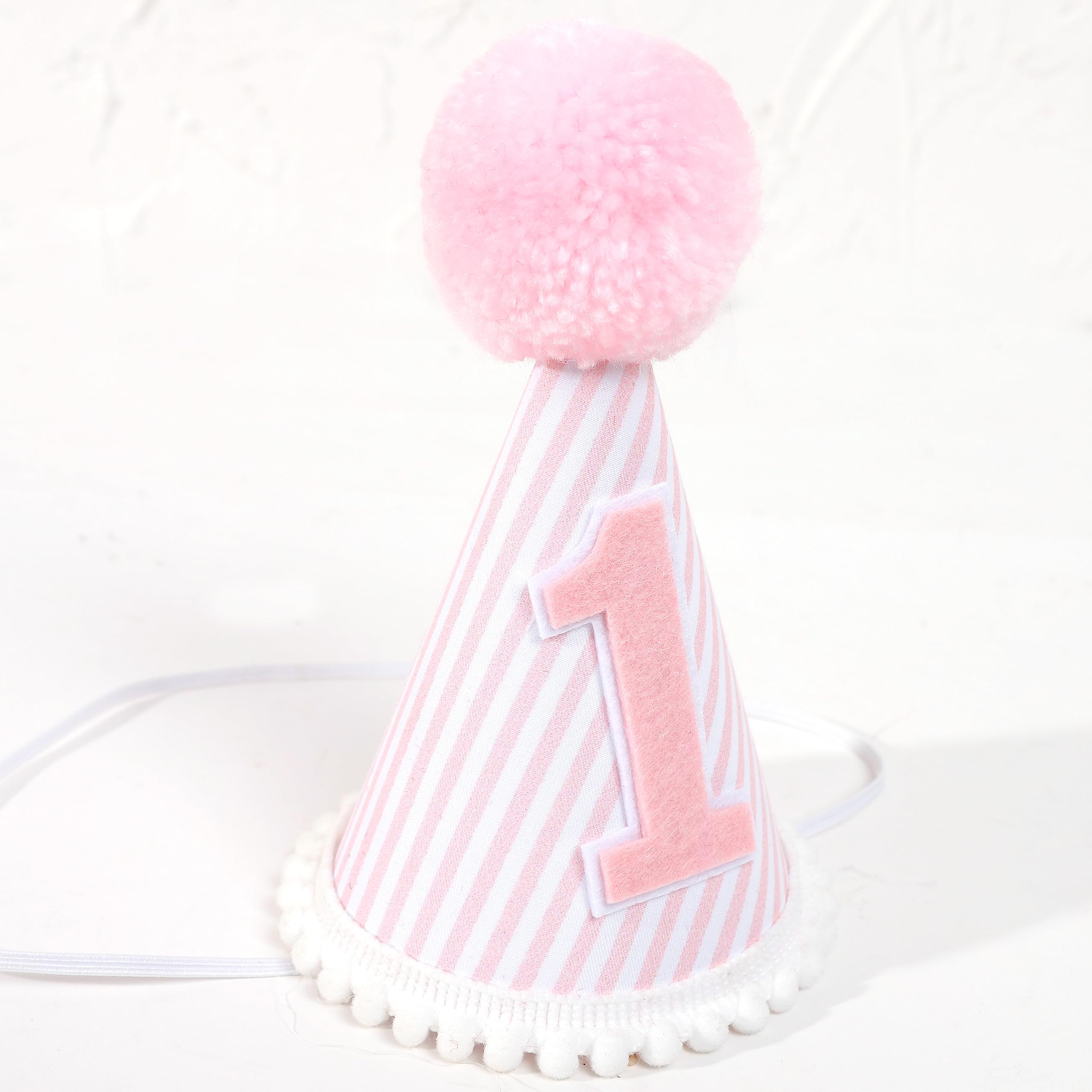 Pink & White First Birthday Party Hat for Girls - 1st Birthday Crown with Photo Props, Baby Shower Decorations, and Dress Up Accessories | Perfect for Birthday Parties, Photo Shoots, and Special Celebrations