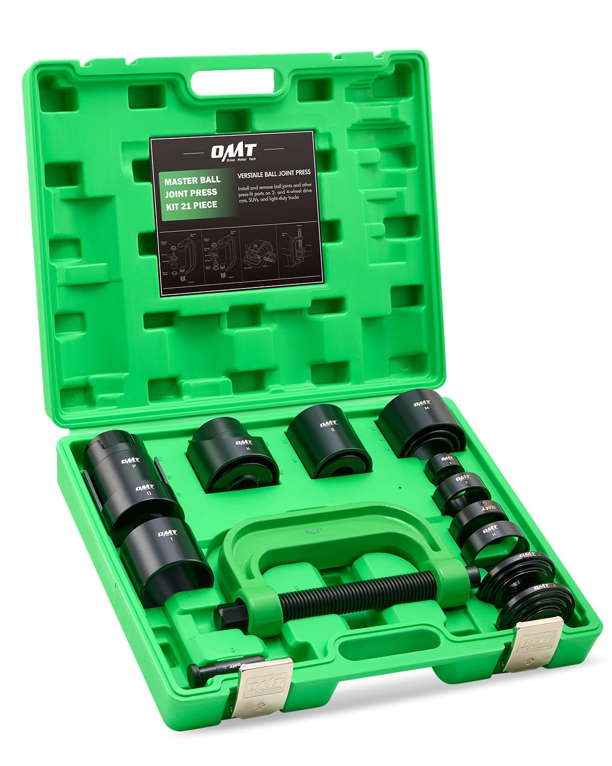 Orion Motor Tech 21-Piece Master Ball Joint Press Kit - Heavy Duty Ball Joint & U-Joint Removal Tool Set with Universal Adapters - Perfect for Auto Repair, Suspension Work & Brake Anchor Pin Replacement