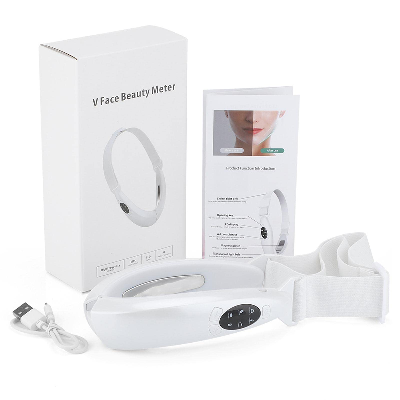 V Face Lifting Device - LED Photon Therapy & Microcurrent Facial Massager for Skin Tightening, Wrinkle Reduction & Lymphatic Drainage - At-Home Anti-Aging Skincare Treatment for Women & Men