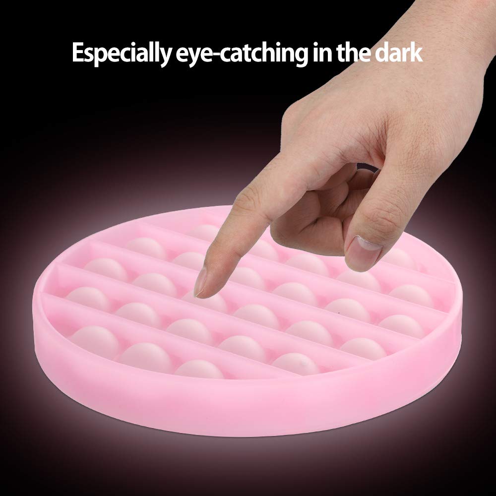 Glow in The Dark Push Pop Bubble Sensory Fidget Toy - Silicone Stress Reliever for Adults & Kids - Fluorescent Anxiety Relief Toy (Pink) - Perfect for ADHD, Autism, Office & Classroom Focus