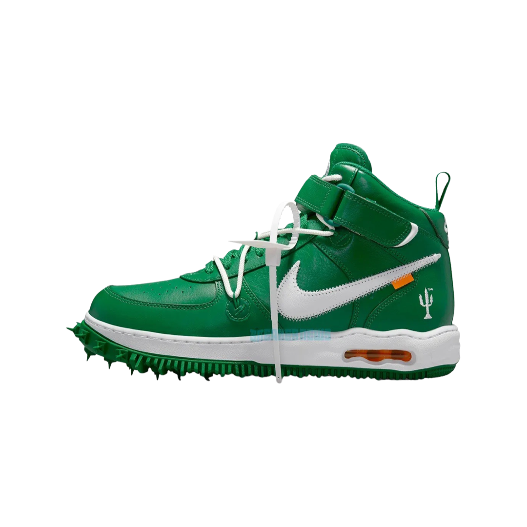 Off White x Nike Air Force 1 Mid SP Leather Sneakers in Pine Green & White - Limited Edition Streetwear Shoes for Men's Fashion & Urban Lifestyle
