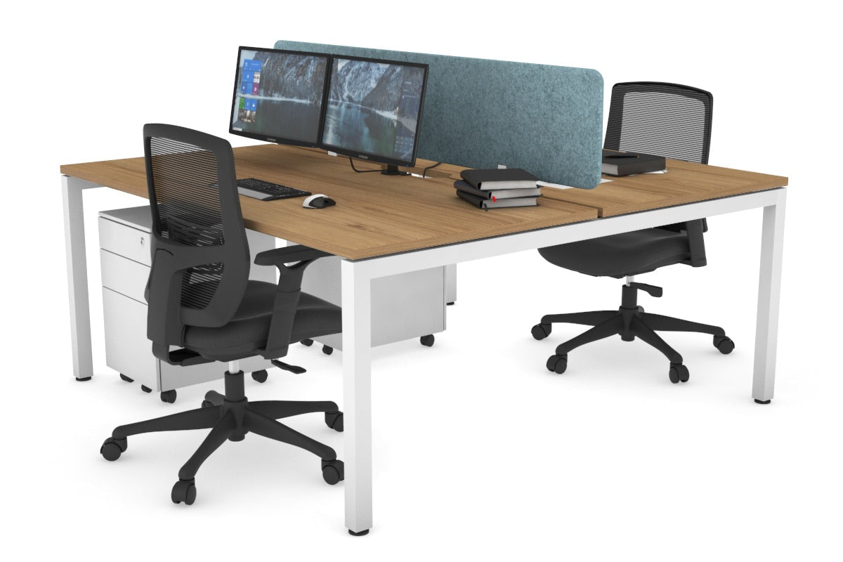 Quadro Square Legs 2-Person Office Workstation Desk - 1600L x 800W with Cable Management Scallop - Perfect for Shared Workspaces & Home Offices