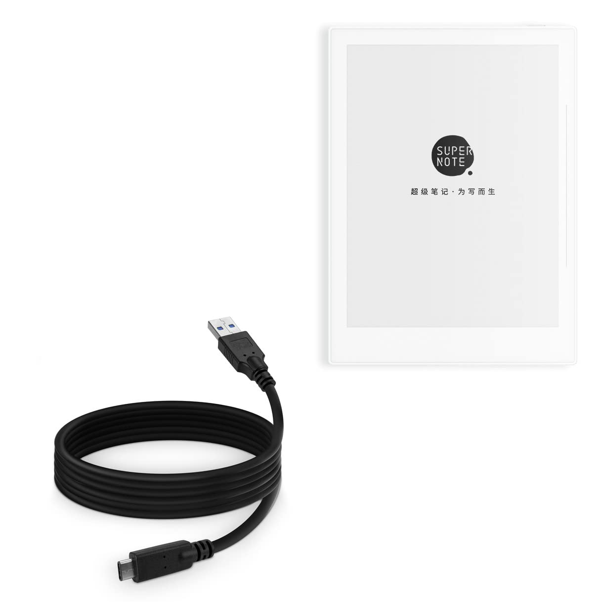 BoxWave USB 3.0 A to USB 3.1 Type C Charging & Sync Cable for Ratta SuperNote A6 Agile - 6ft Black - Fast Data Transfer & Charging for E-Notebook, Office & Travel Use
