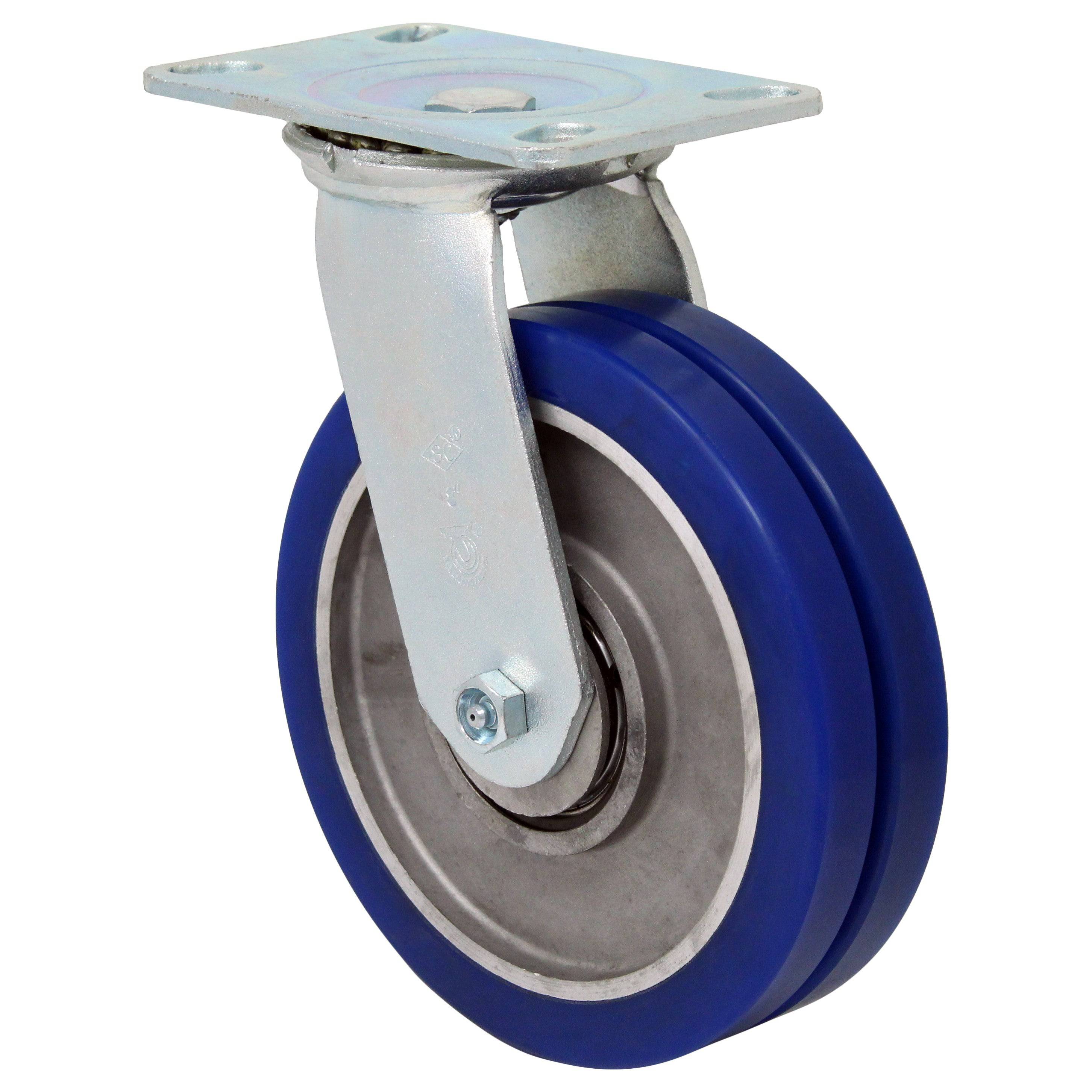 8 x 2 Inch Heavy Duty Dual Wheel Swivel Caster - 1500 lbs Capacity - Perfect for Industrial Equipment, Workbenches, and Moving Carts