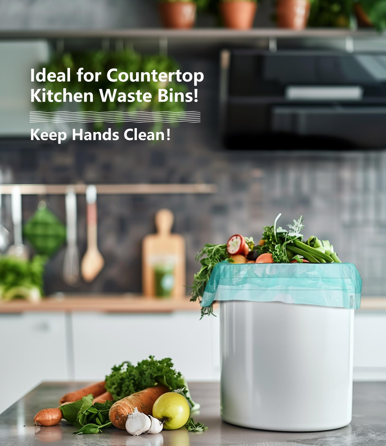 AYOTEE 2 Gallon Small Trash Bags with Drawstring - 50 Count Compostable Garbage Bags for Bathroom, Office, Pet Waste - Eco-Friendly Waste Basket Liners (Green) | Perfect for Small Bins, Kitchen Countertops & Diaper Disposal