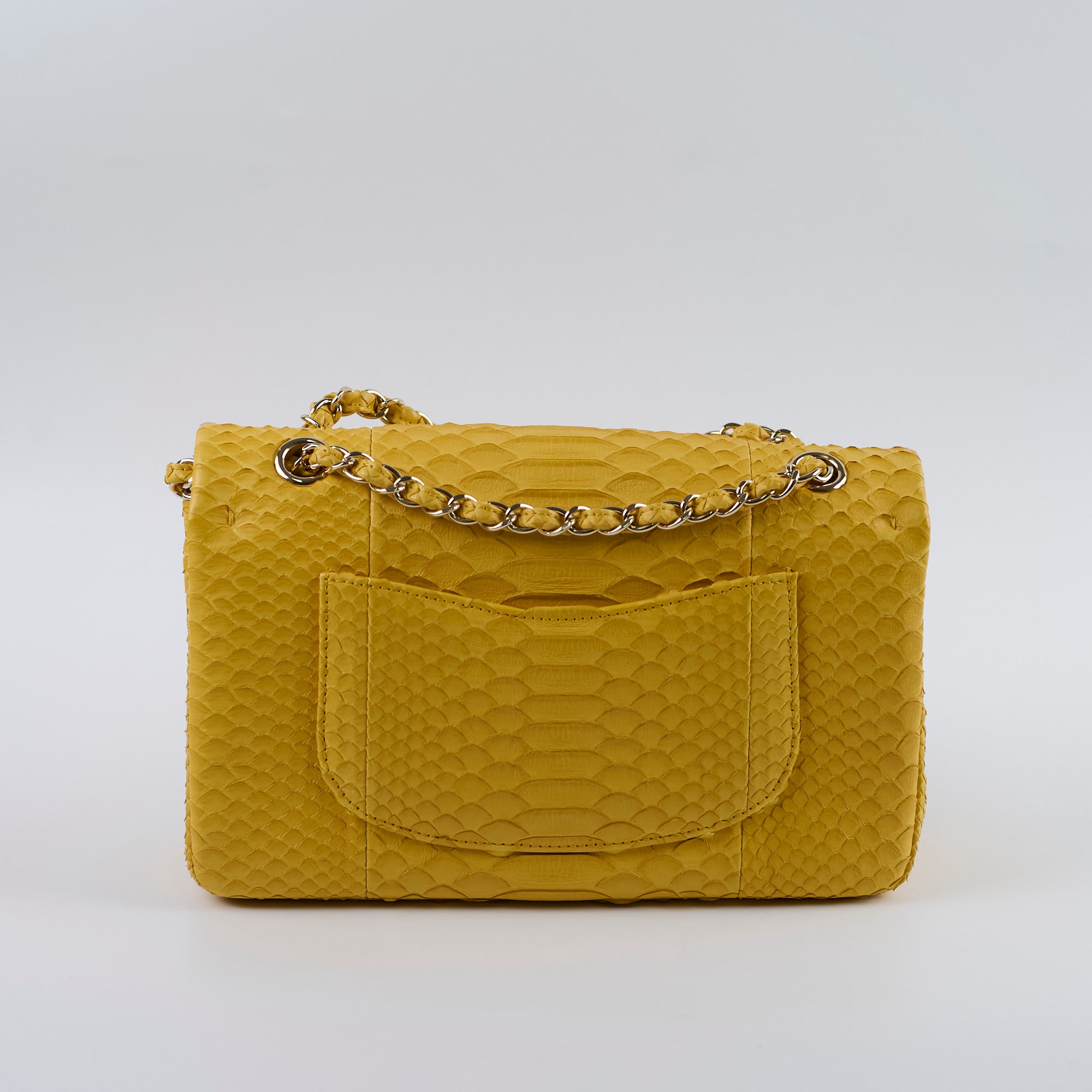 Chanel Python Leather Medium M/L Classic Flap Bag Yellow Series 22 - Luxury Designer Handbag for Women, Perfect for Parties, Weddings & Special Occasions