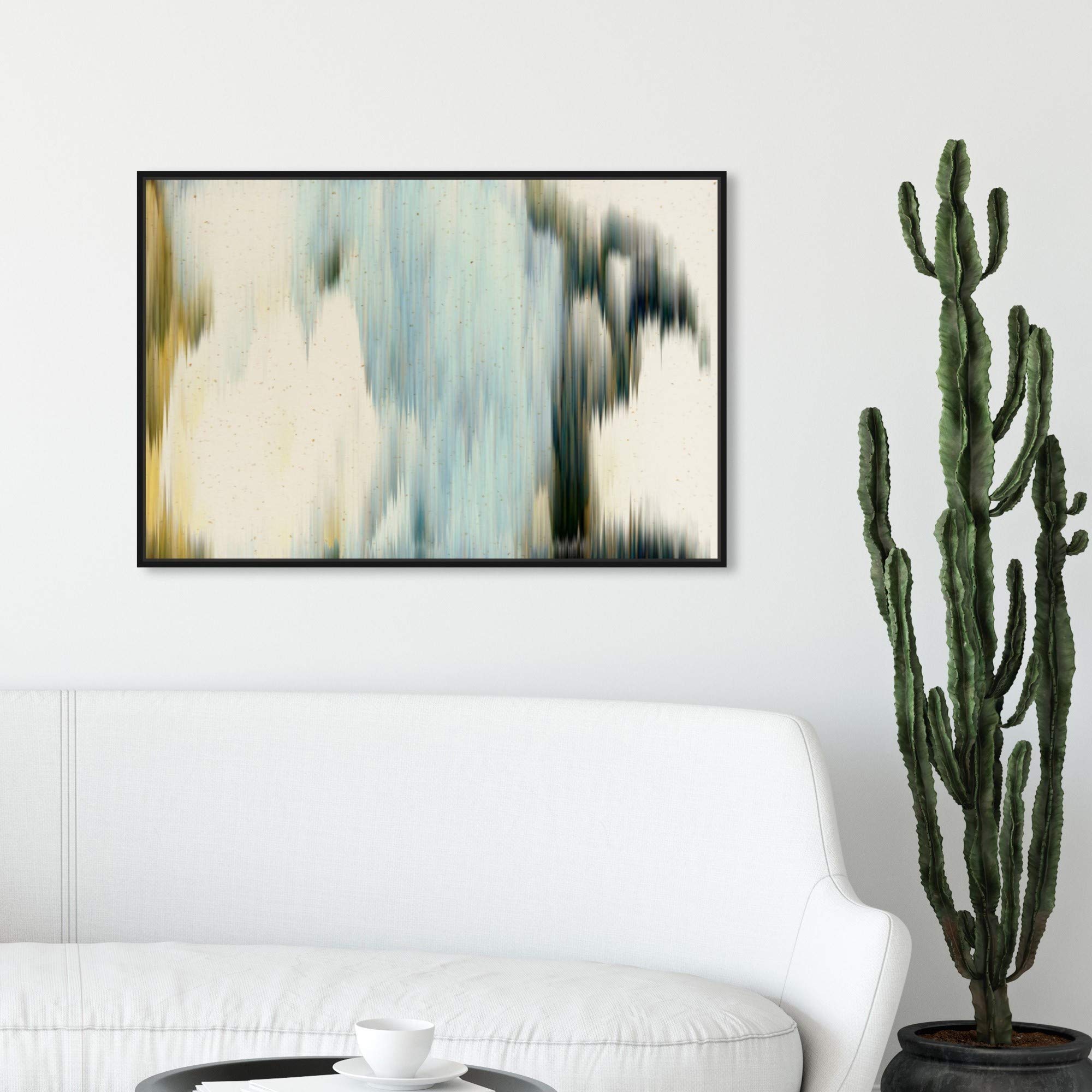 Abstract Framed Wall Art Canvas Print 'Baritone' - 30x20 Inch Modern Home Decor in White & Blue | Perfect for Living Room, Bedroom & Office Decorations | The Oliver Gal Artist Co.