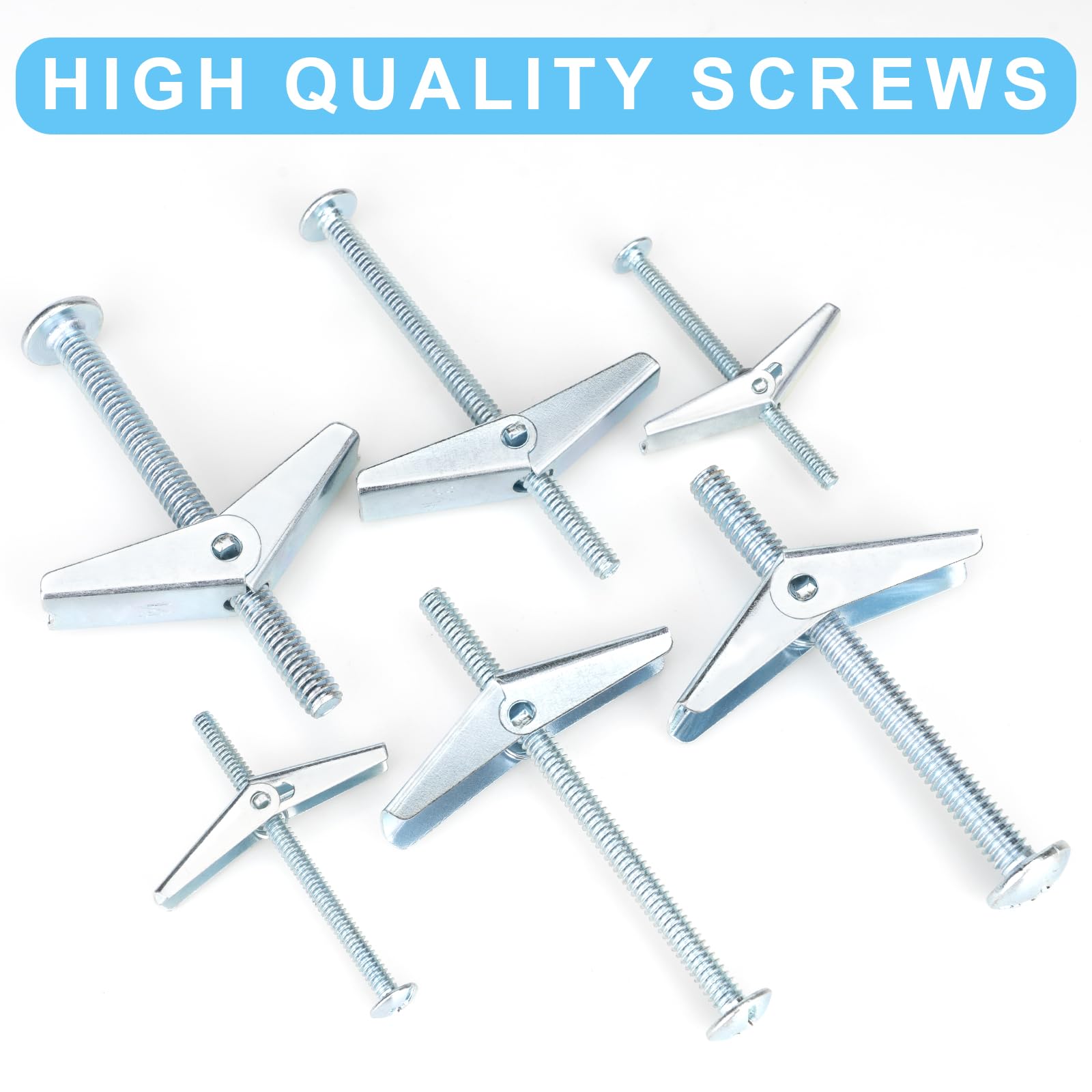 50 Pcs 1/8 Inch Heavy Duty Metal Toggle Bolts - Drywall Anchors Kit with Screws for Ceiling, Sheetrock & Hollow Walls | Perfect for Hanging Shelves, Mirrors & Heavy Decorations