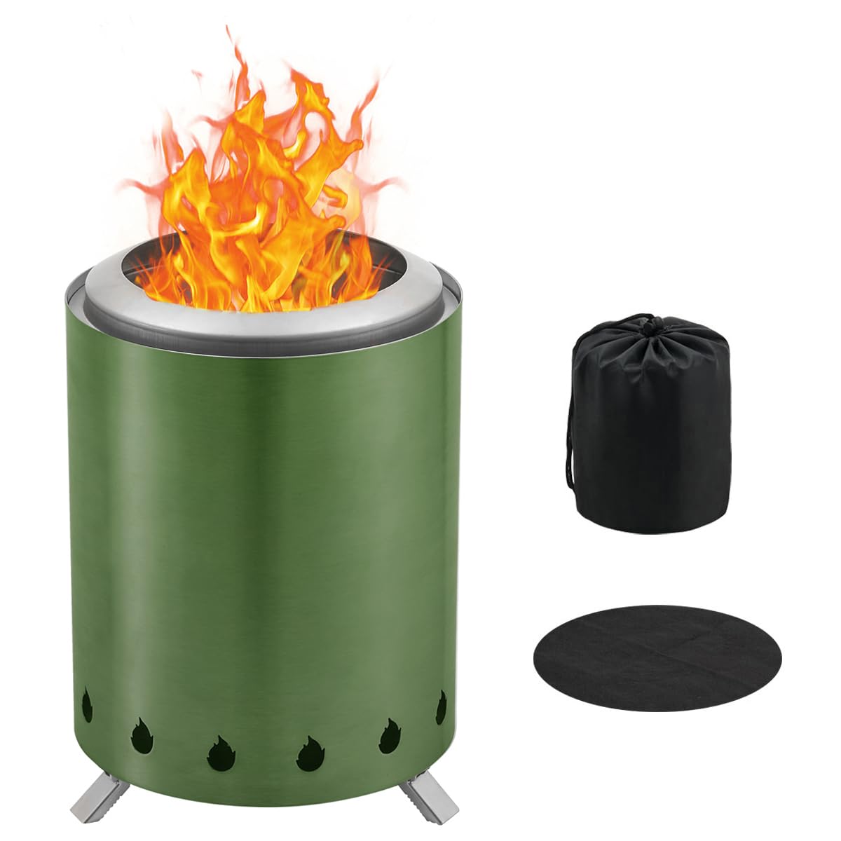 BRIAN & DANY Solo Smokeless Fire Pit with Stand - Portable Stainless Steel Outdoor Firepit for Wood or Pellets - Perfect for Camping, Backyard, Patio - 5.9