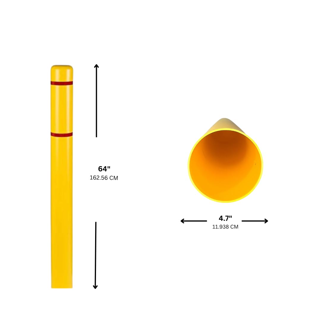BollardGard 4x64 Inch Yellow Bollard Cover - No Tape Included | High Visibility Safety Protection for Parking Lots, Warehouses & Driveways