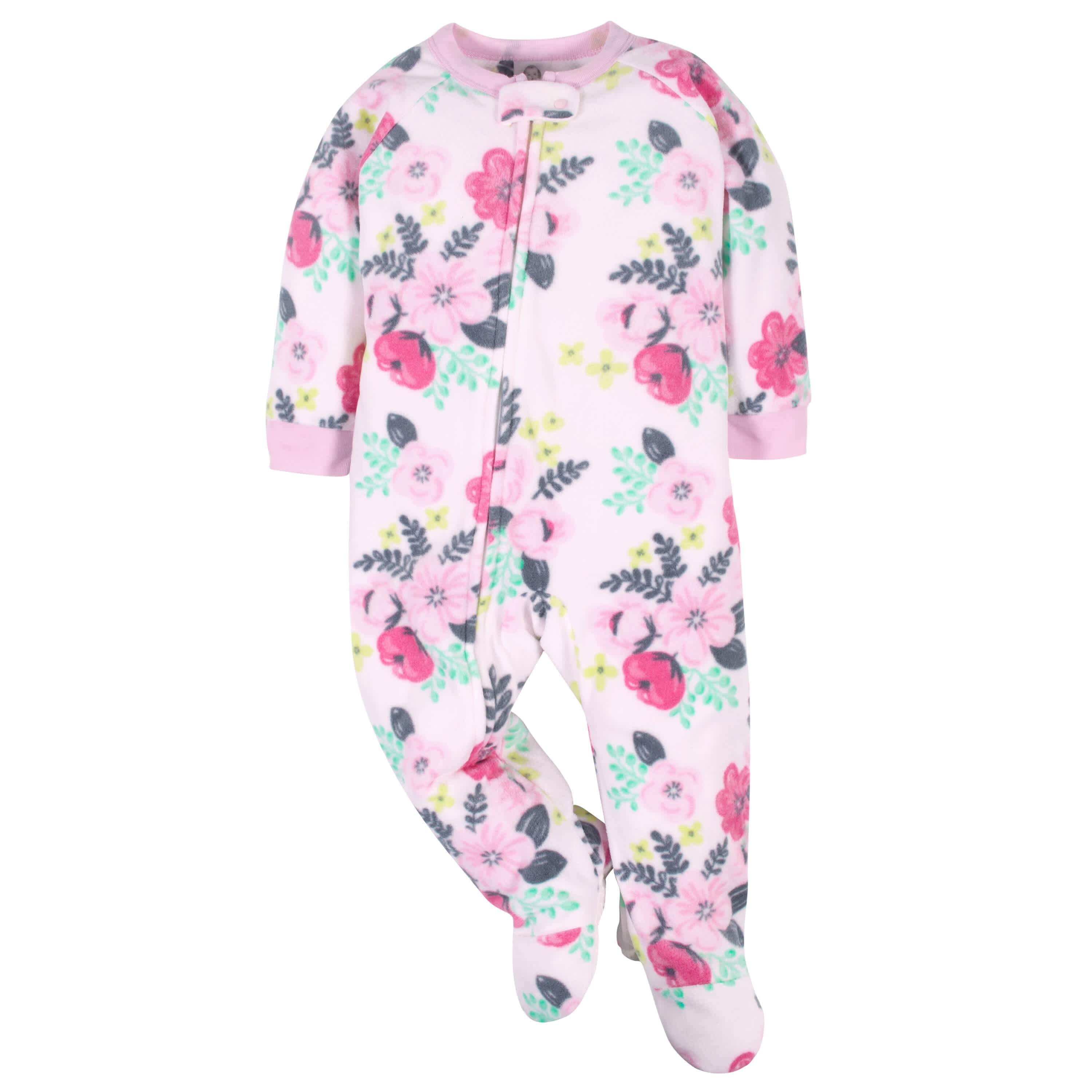2 Pack Baby Girls Fleece Pajamas with Cute Flower & Koala Prints - Soft & Cozy Sleepwear for Toddlers, Perfect for Bedtime & Lounging at Home