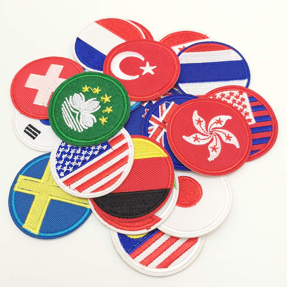 20pcs Assorted Flags Iron-On & Sew-On Patches (2