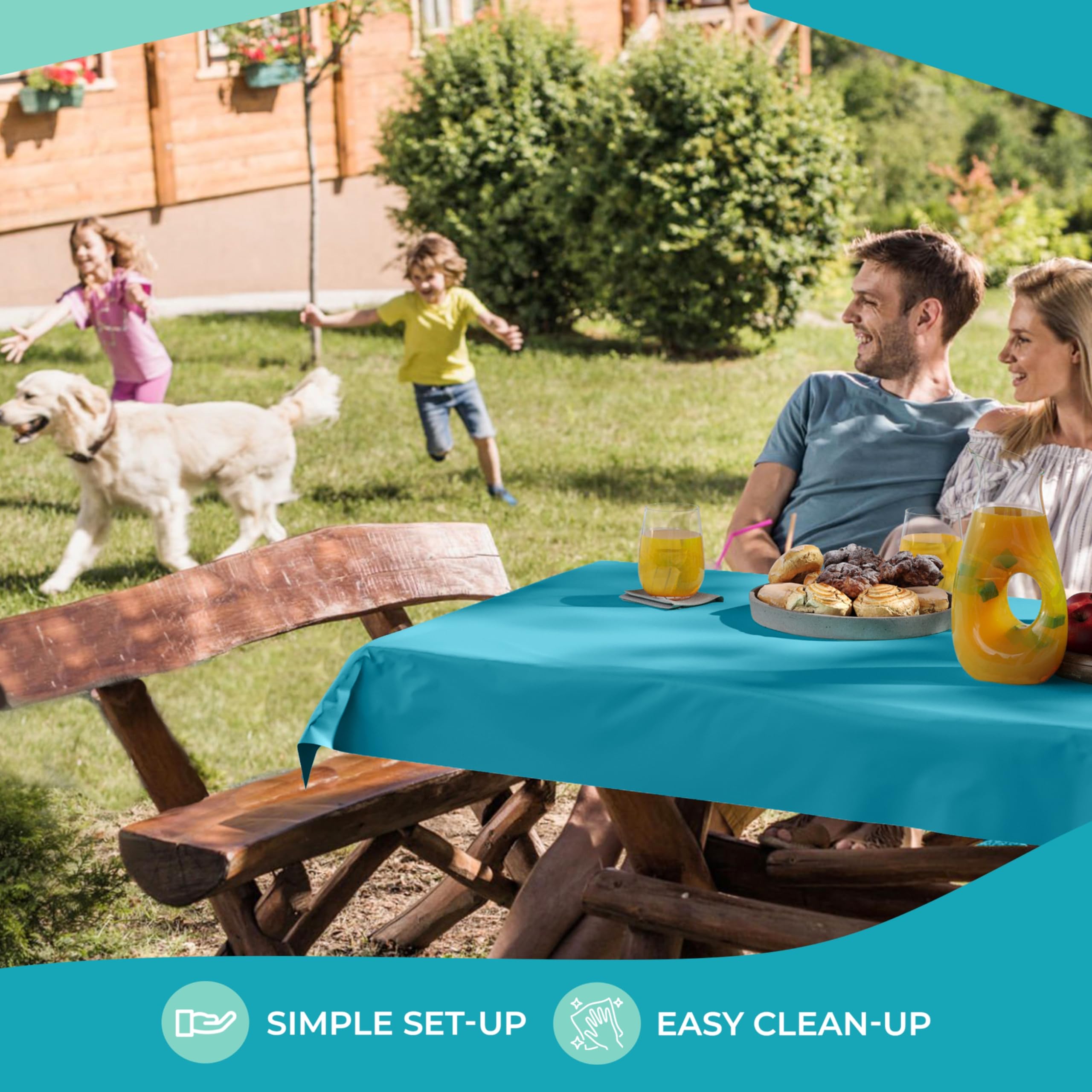 Premium Turquoise Plastic Table Cover Roll 4-Pack – 40