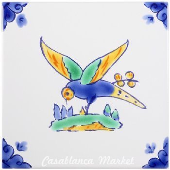 Hand-Painted Mediterranean Ceramic Swallow Decorative Tile - MT024 | Spanish-Inspired Wall Art for Kitchen Backsplash, Bathroom Decor & Outdoor Patio