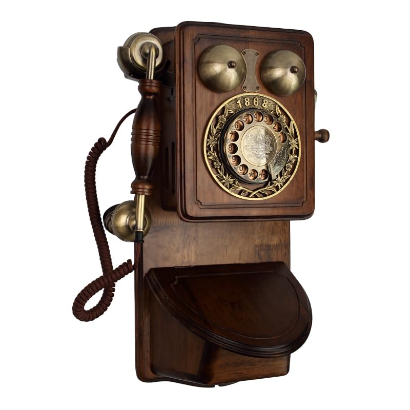 Vintage Rotary Dial Wall Phone for Landline - Retro Antique Telephone with Classic Design - Perfect for Home Office, Hotel, Living Room Decor & Vintage Themed Spaces