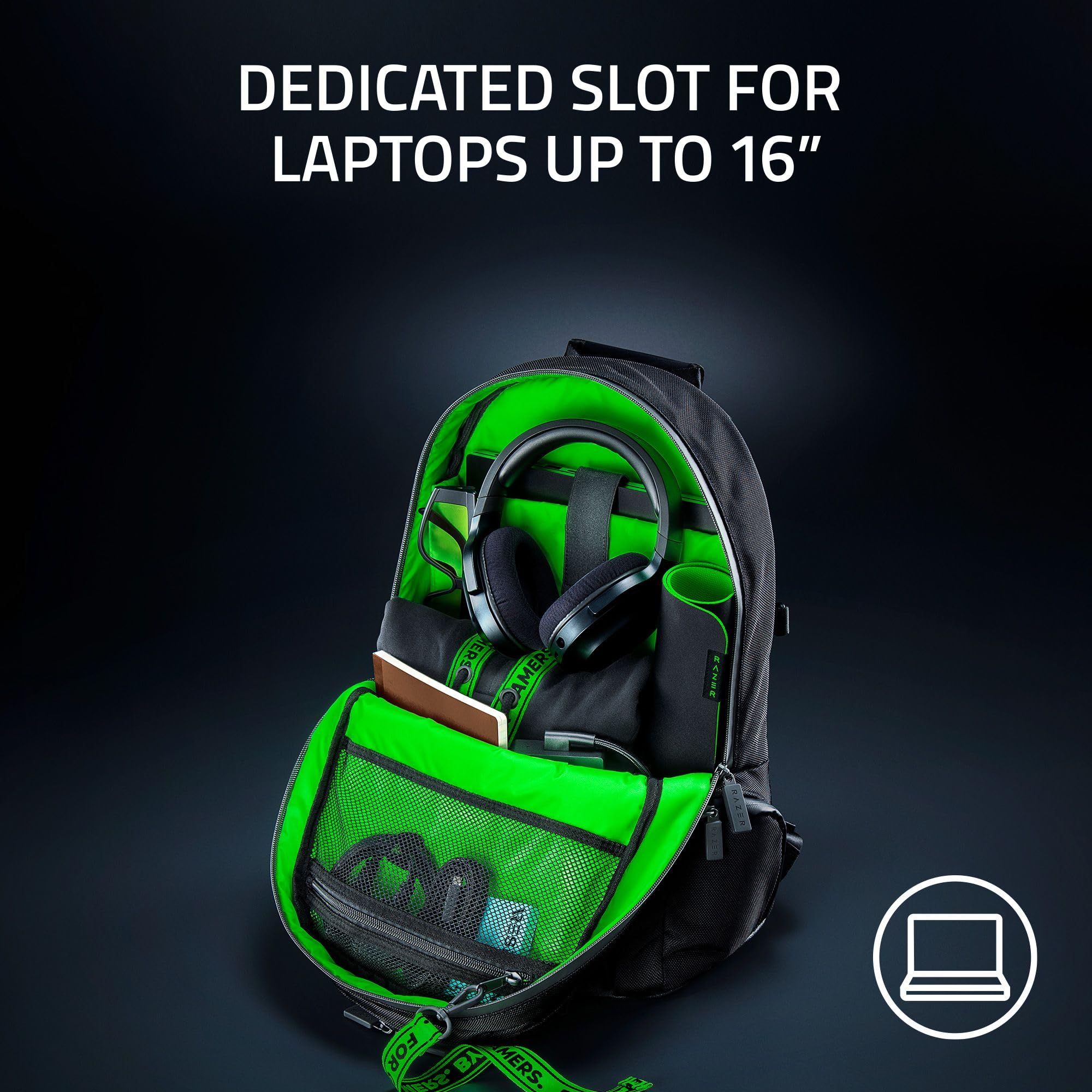 Razer Rogue v3 16-Inch Gaming Laptop Backpack - Waterproof & Durable Travel Computer Bag for Gamers - Fits 16