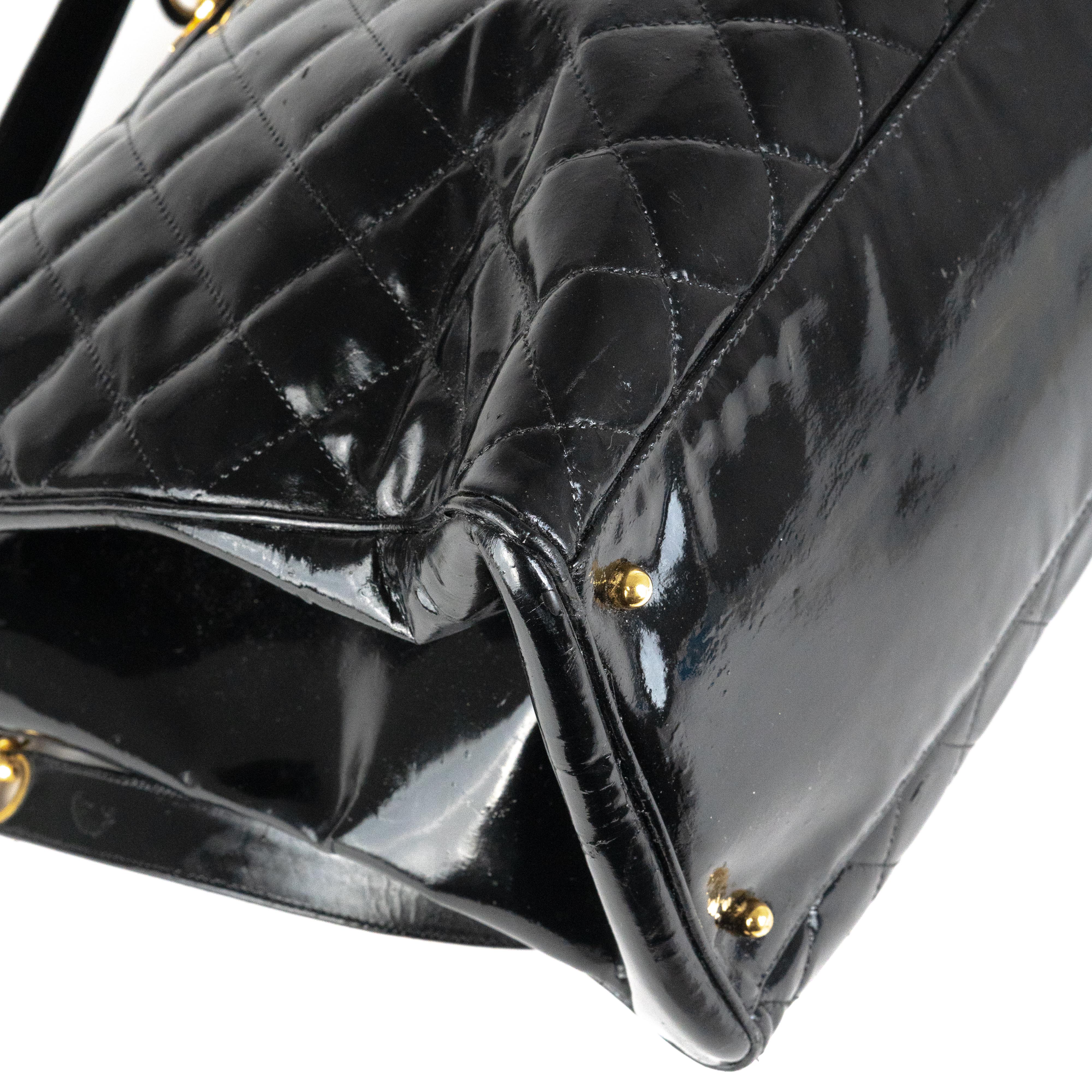 Chanel Supermodel Patent Leather Tote Bag - Black Luxury Handbag for Women | Perfect for Work, Travel & Everyday Use