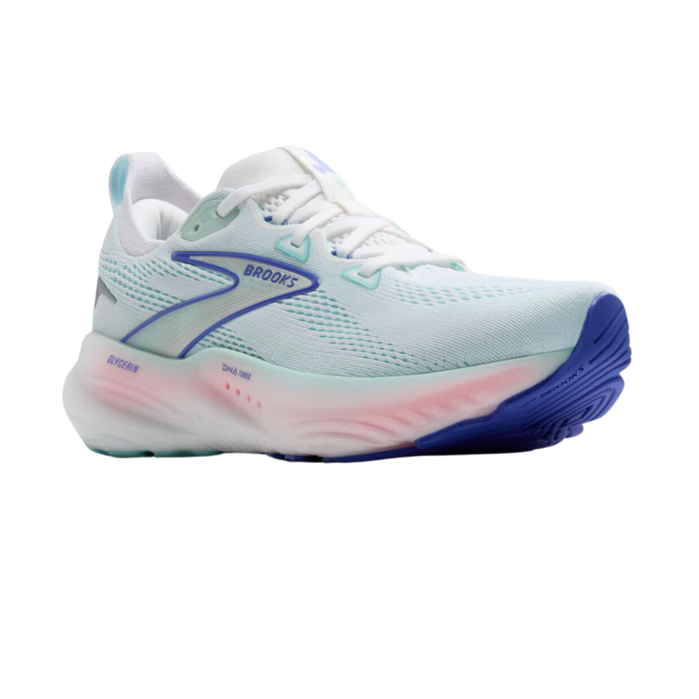 Brooks Glycerin 22 Women's Running Shoes - White/Limpet Shell/Amparo Blue - D Width - Cushioned Road Running & Training Shoes for Women Runners