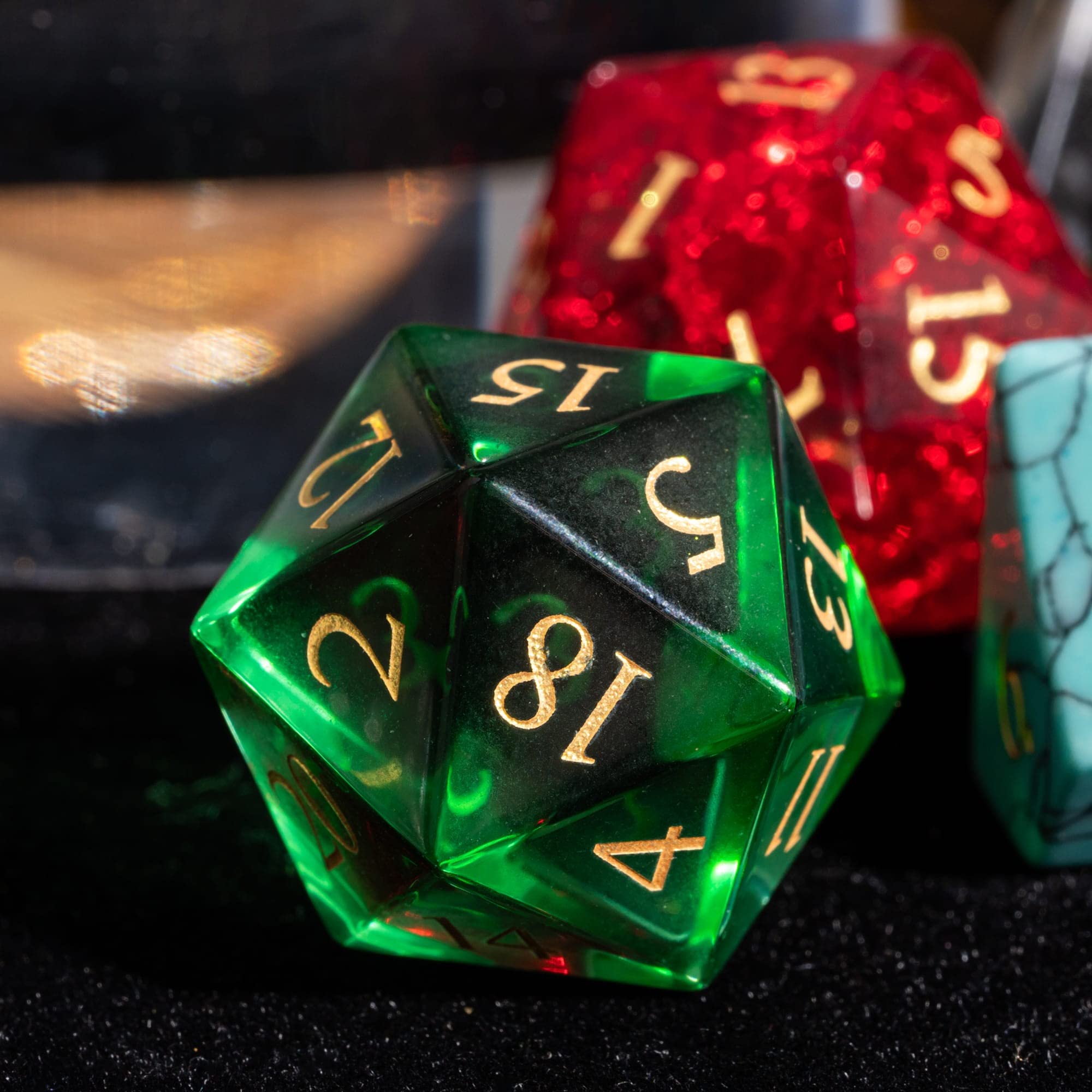 Premium UDIXI 7-Piece Gemstone DND Dice Set for Dungeons & Dragons, MTG & RPG Tabletop Games - Mysterious Stone Polyhedral Dice in Elegant Gift Case - Perfect for Game Nights, Collector's Gifts & Fantasy Roleplaying