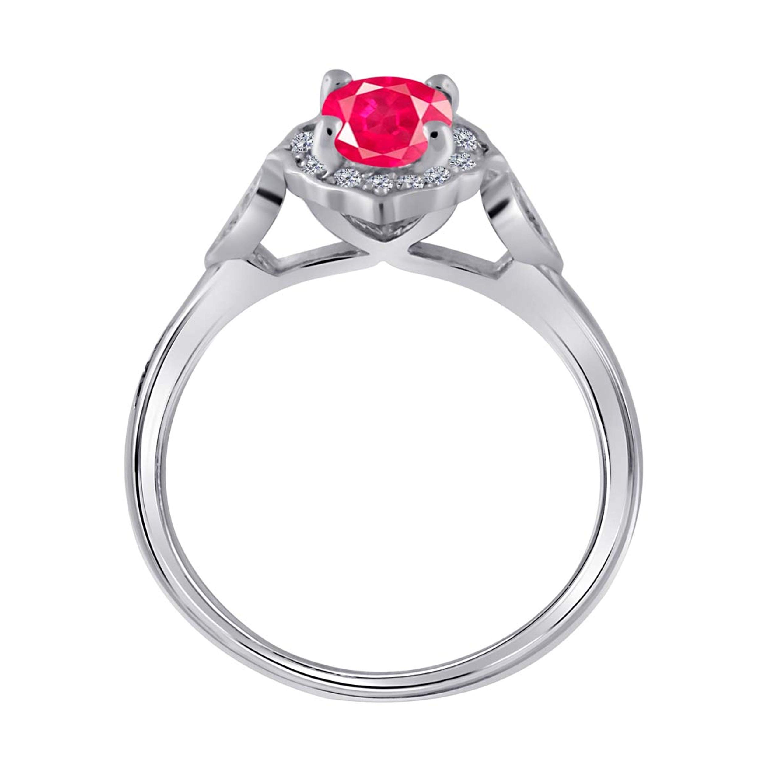 0.85 Carat Oval Created Ruby & Diamond Ring in 10K Rose/White/Yellow Gold - Elegant Valentine's Day Gift for Her, Anniversary Jewelry, Engagement Ring Alternative, Wedding Band for Women
