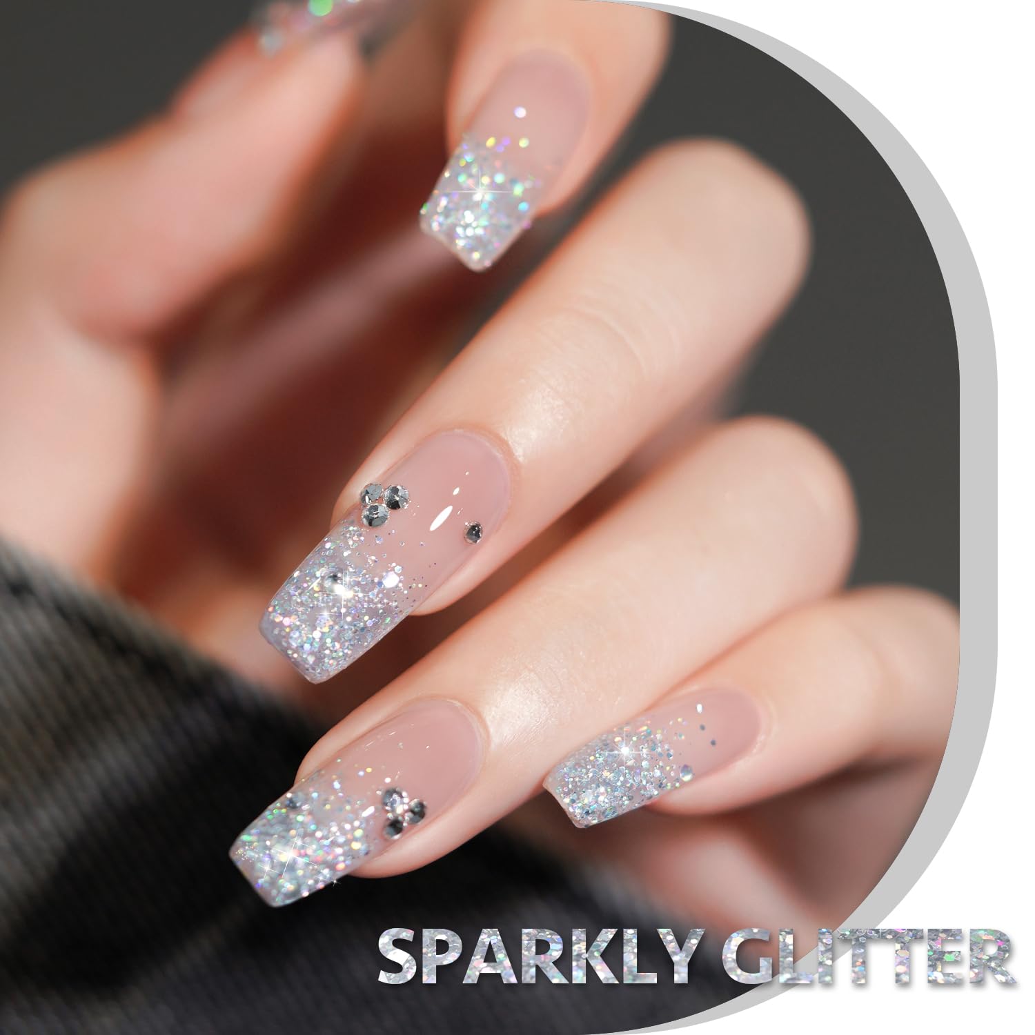 GAOY Glitter Gel Nail Polish - 16ml Silver Sparkly UV Gel with Diamond Shine for Nail Art | Soak Off Manicure | Milky Way Collection #1350 | Perfect for Parties, Weddings & Special Occasions