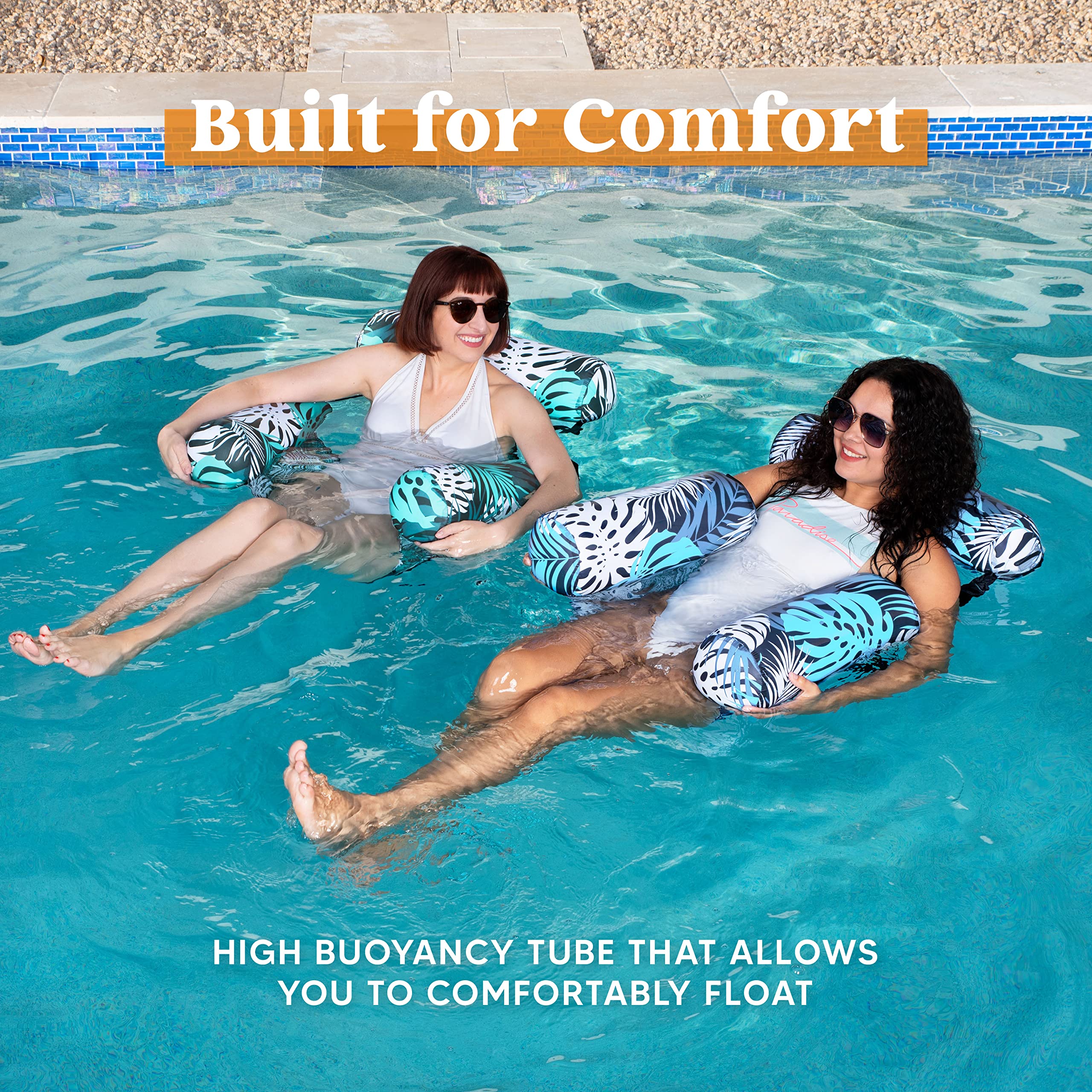 **SLOOSH 2-Pack Inflatable Pool Floats for Adults - Heavy Duty Floating Lounge Chairs with Pool Noodles for Summer, Beach, Lake & Pool Parties - Perfect for Relaxing, Sunbathing & Water Fun**