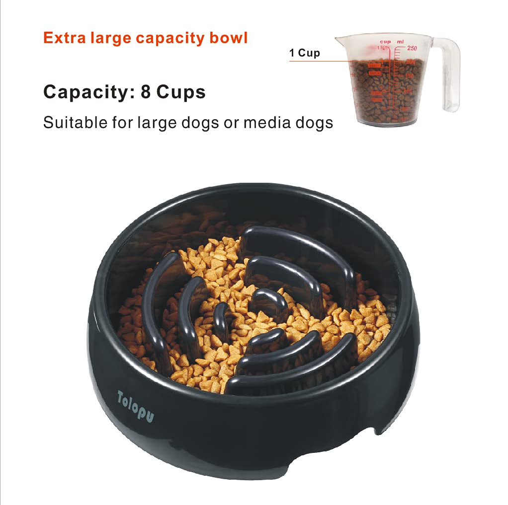 **Large Slow Feeder Dog Bowl – 8 Cup Capacity – Anti-Choking & Anti-Gulping Design – Fun Feeding Solution for Fast Eaters – Perfect for Large Dogs (Black) – Great for Mealtime Safety & Mental Stimulation**