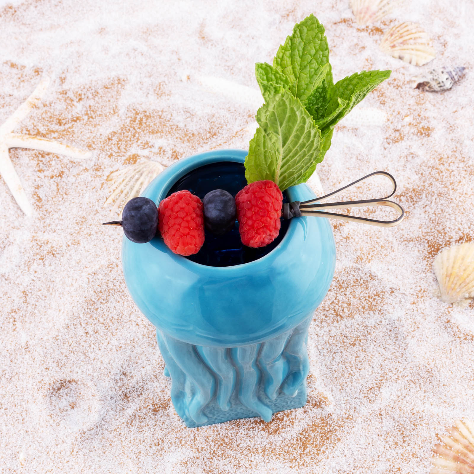 BarConic® Jellyfish Tiki Mug - 16oz Tropical Themed Ceramic Cup for Cocktails & Drinks - Perfect for Luau Parties, Beach Themed Events & Home Bar Decor