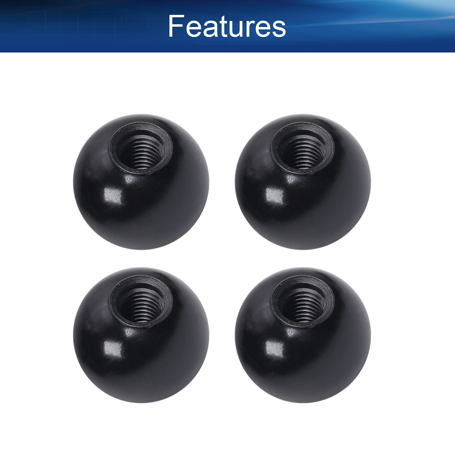 3Pcs Black Bakelite Ball Knob M12 Female Thread - 50mm/1.97
