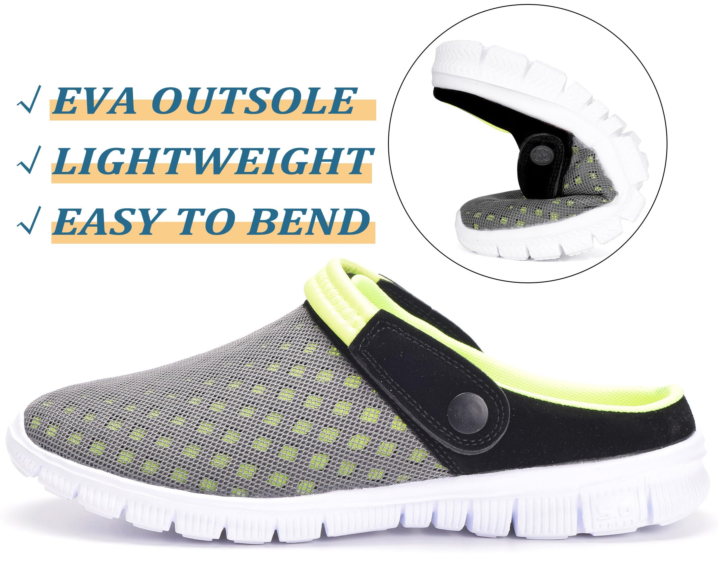 HSYOOES Unisex Breathable Mesh Mules & Clogs - Non-Slip Garden Shoes for Men & Women | Perfect for Summer, Outdoor, Beach & Casual Wear