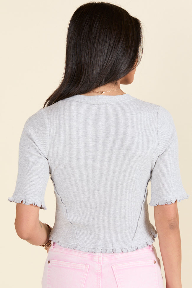 Women's Heather Grey Lettuce Hem Cardigan - Soft Knit Open Front Sweater for Casual Wear & Layering | Perfect for Fall Outfits, Coffee Dates & Cozy Evenings