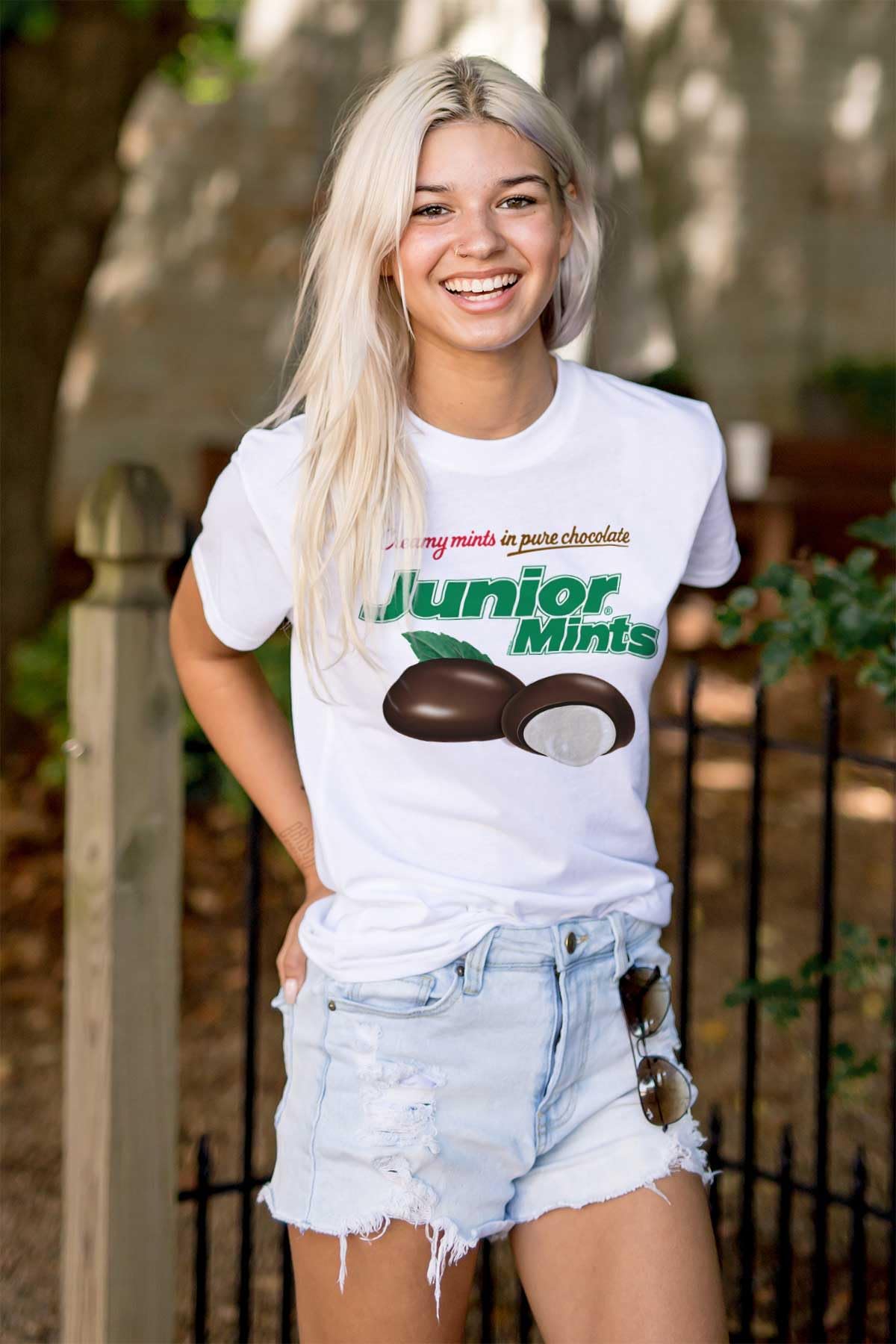 Brisco Brands Junior Mints Logo Chocolate Candy Graphic T-Shirt for Men & Women | Unisex Cotton Tee for Casual Wear, Candy Lover Gift, Movie Night Outfit