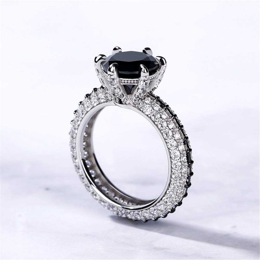 1.5 Carat Black Diamond Engagement Ring for Women - 925 Sterling Silver Round Cut Cubic Zirconia Eternity Band - Anniversary, Promise & Romantic Jewelry Gift (Perfect for Weddings, Proposals & Special Occasions)