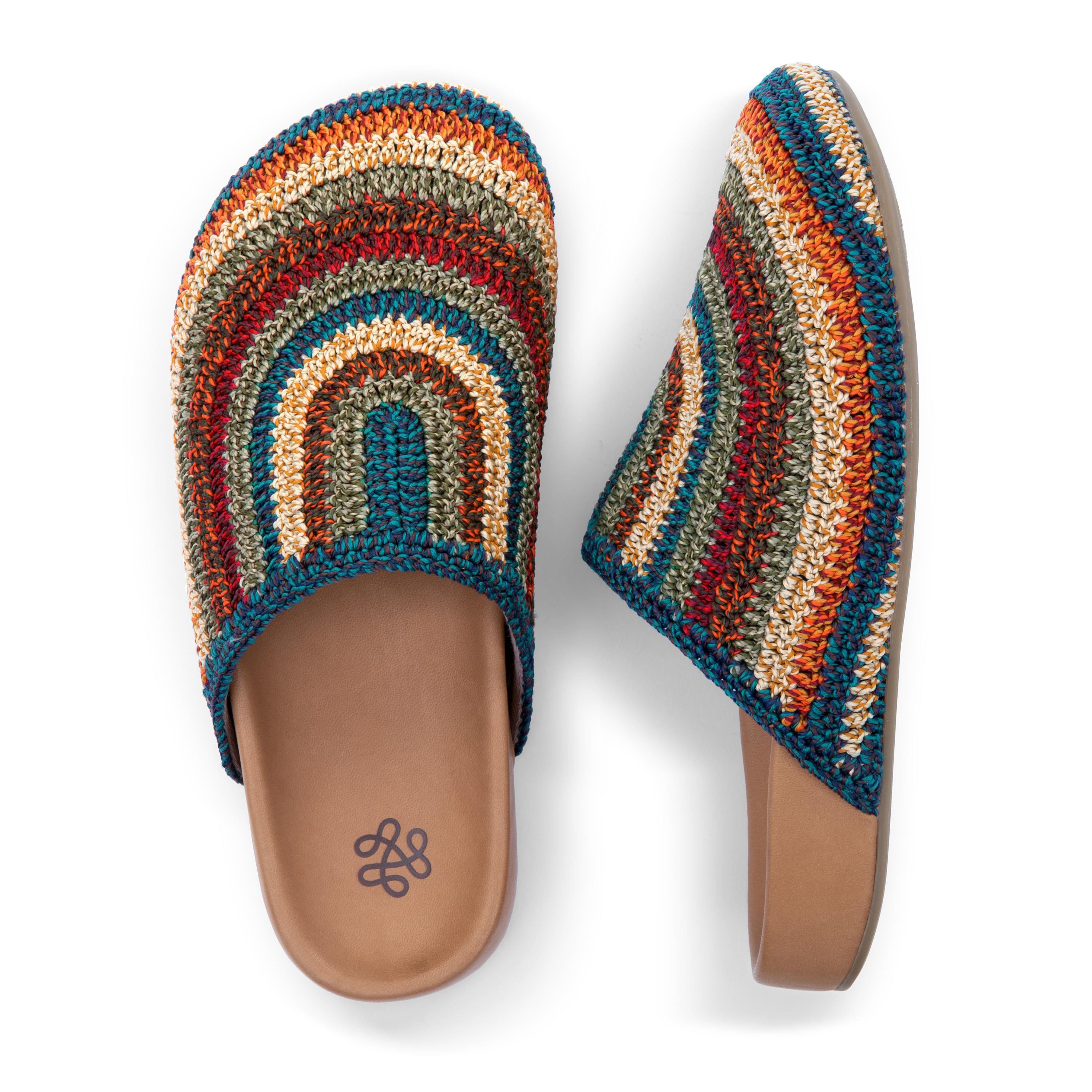 Handmade Crochet Bolinas Clogs - Woodland Stripe Design - Comfortable & Stylish Slip-On Shoes for Women - Perfect for Beach, Garden & Casual Wear