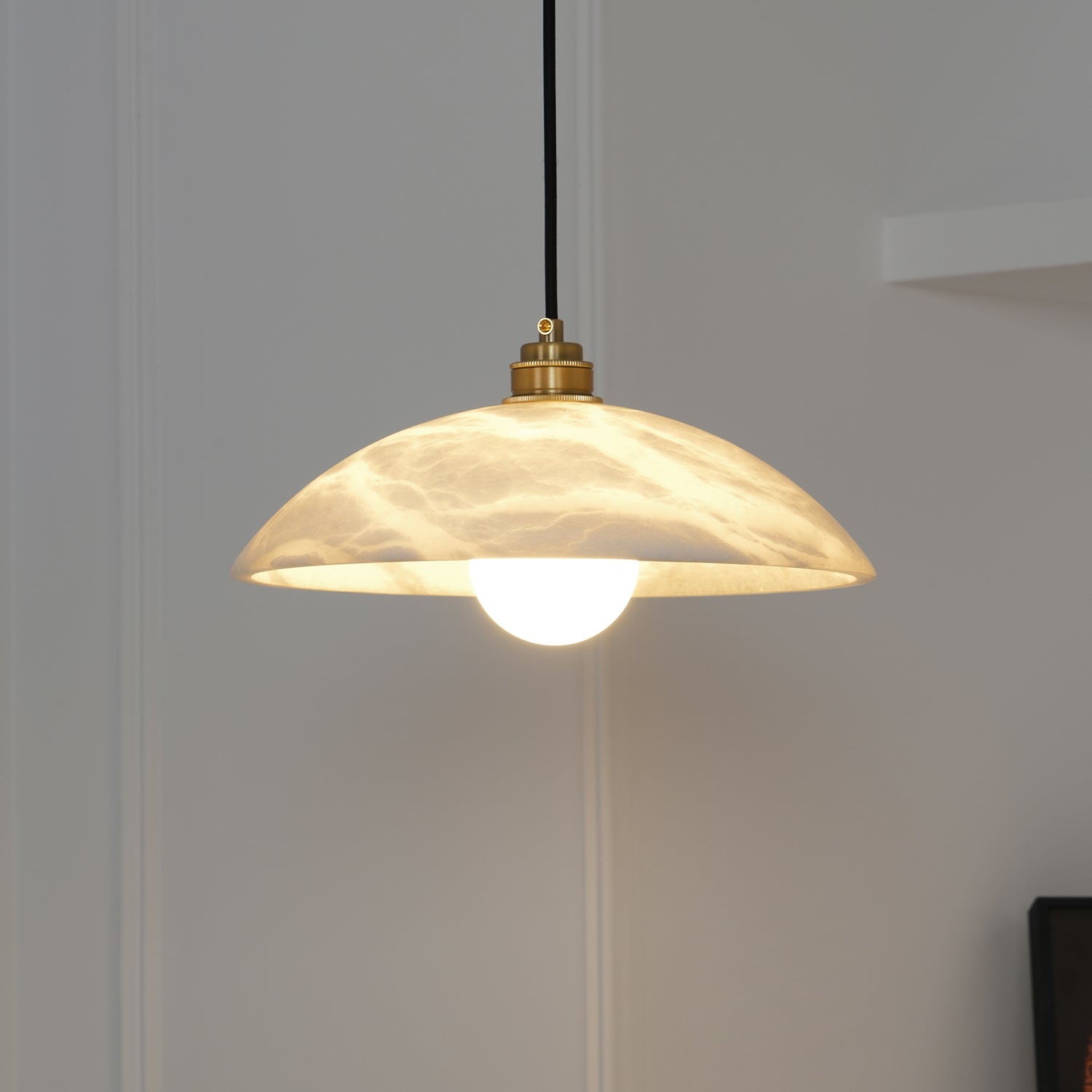 Modern Alabaster Dome Swag Pendant Lamp - Elegant Hanging Light Fixture for Dining Room, Kitchen Island & Bedroom Decor