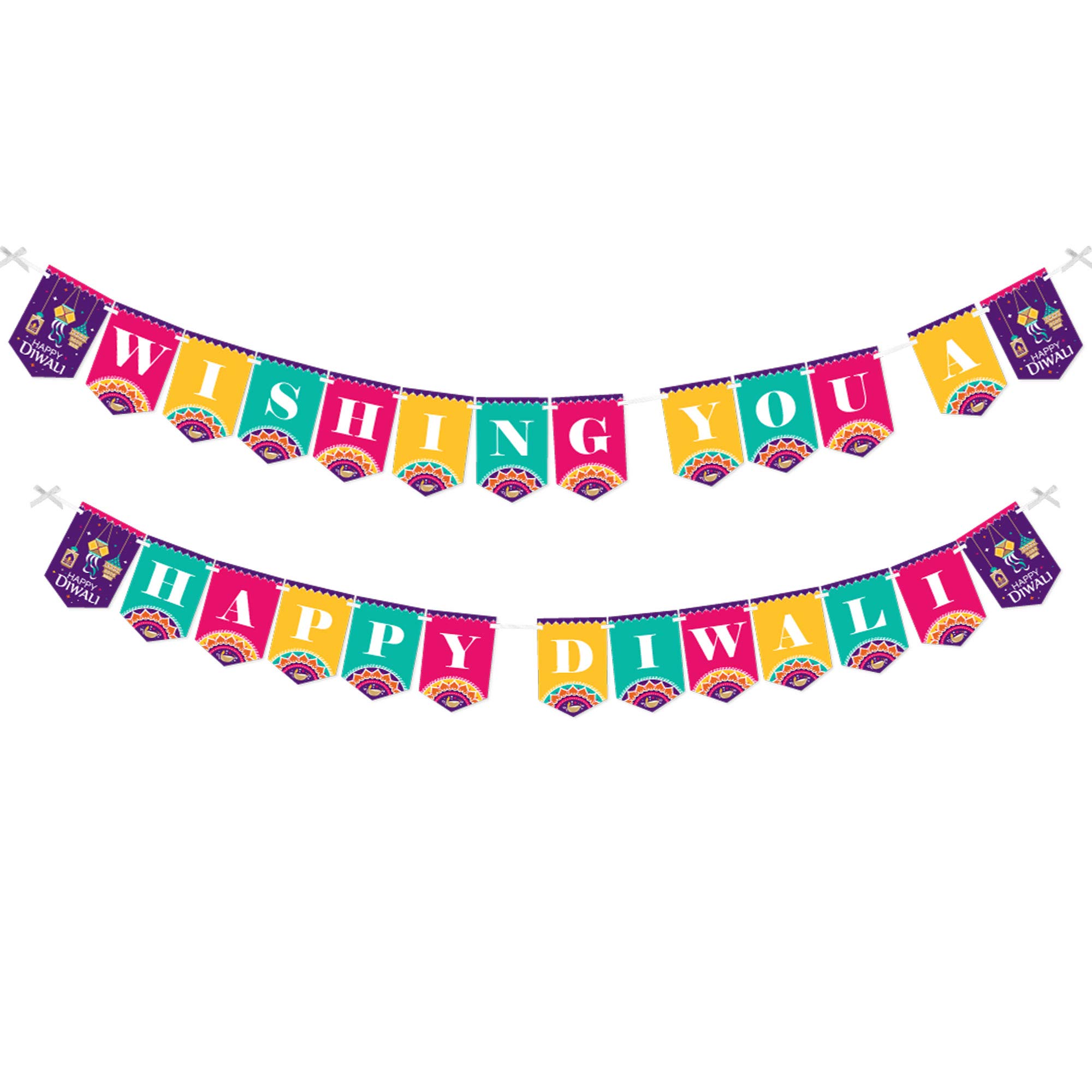 Happy Diwali Party Bunting Banner - Festival of Lights Decorations for Home & Office - Diwali Party Supplies for Indian Festival Celebration - Perfect for Wall Decor, Party Backdrop & Holiday Festivities