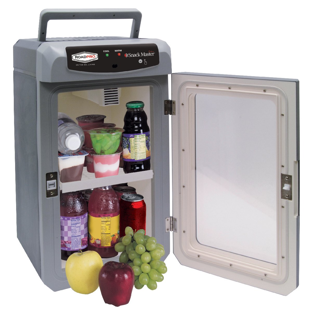 RoadPro RP5653SF 12V Portable Cooler and Warmer for Car, Truck, RV - Medium Size Gray Snackmaster - Perfect for Road Trips, Camping & Office Lunch Storage