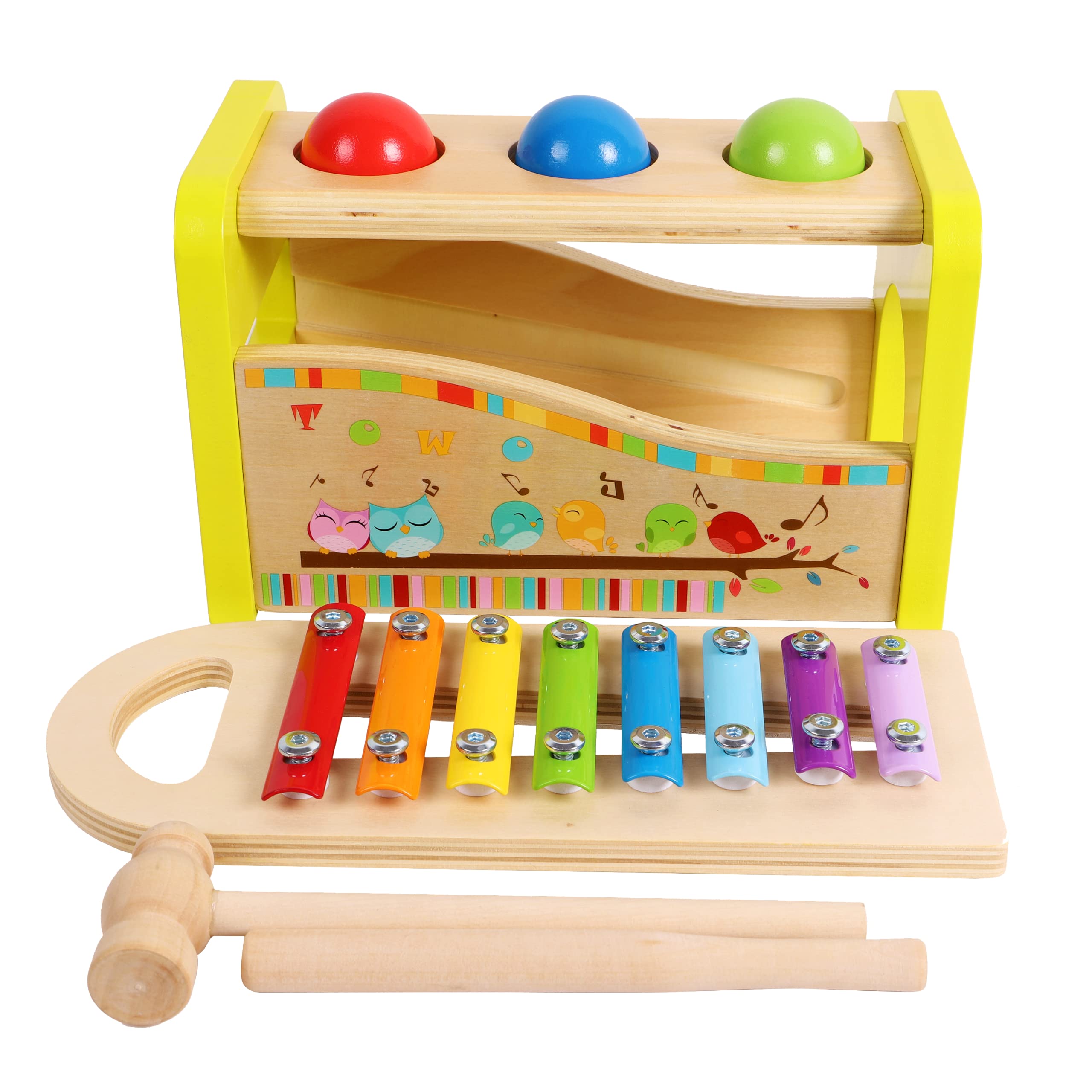 Wooden Hammer Xylophone Toy Set with Mallet & Pegs - Pound Ball Tap Bench for Toddlers 1-3 Years - Musical Sensory Activity Toy for Baby Boys & Girls - Develops Fine Motor Skills - Perfect for Birthday Gifts & Early Childhood Education