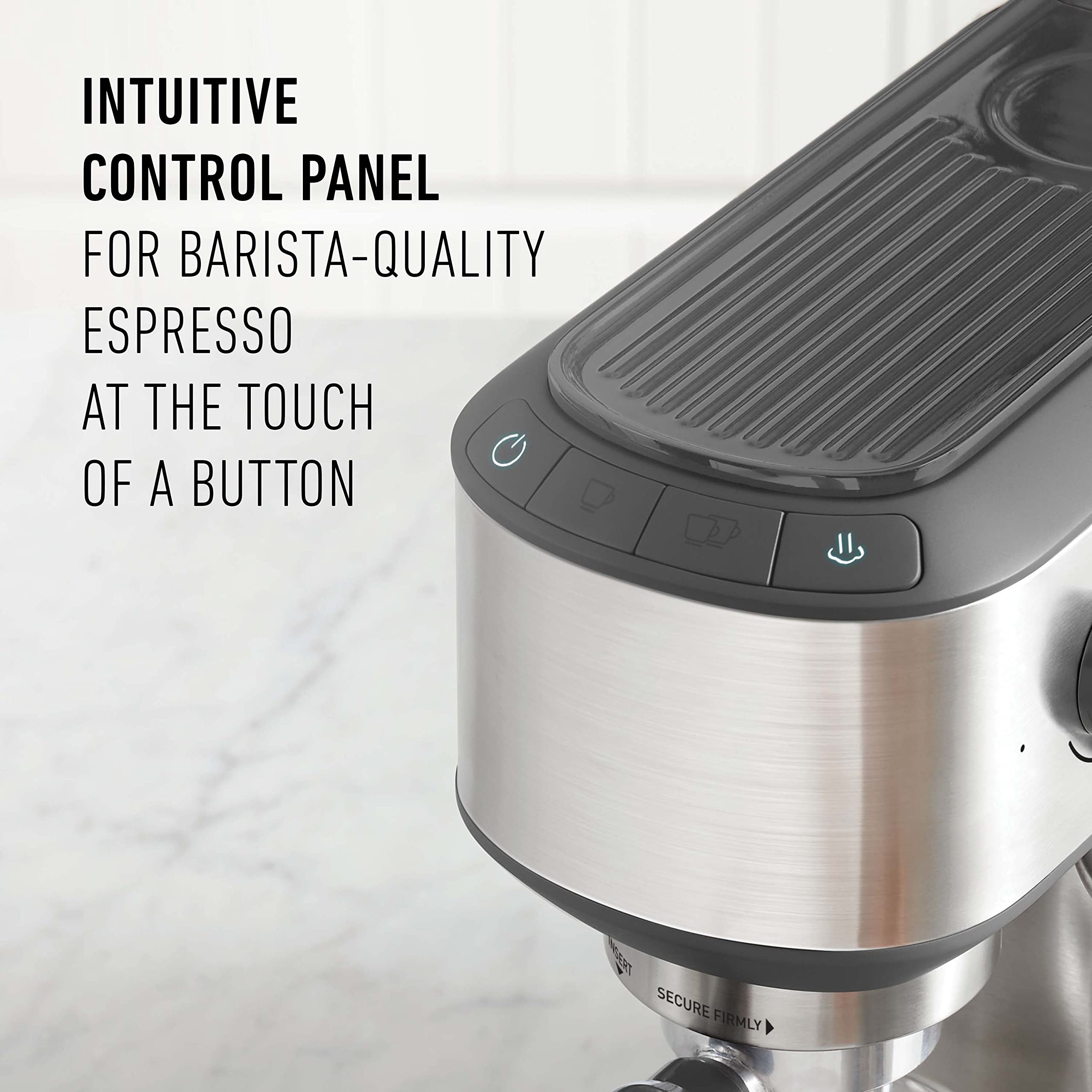 Calphalon Compact Espresso Machine with Milk Frother - Stainless Steel Home Coffee Maker for Latte, Cappuccino & Espresso - Perfect for Small Kitchens & Office Use