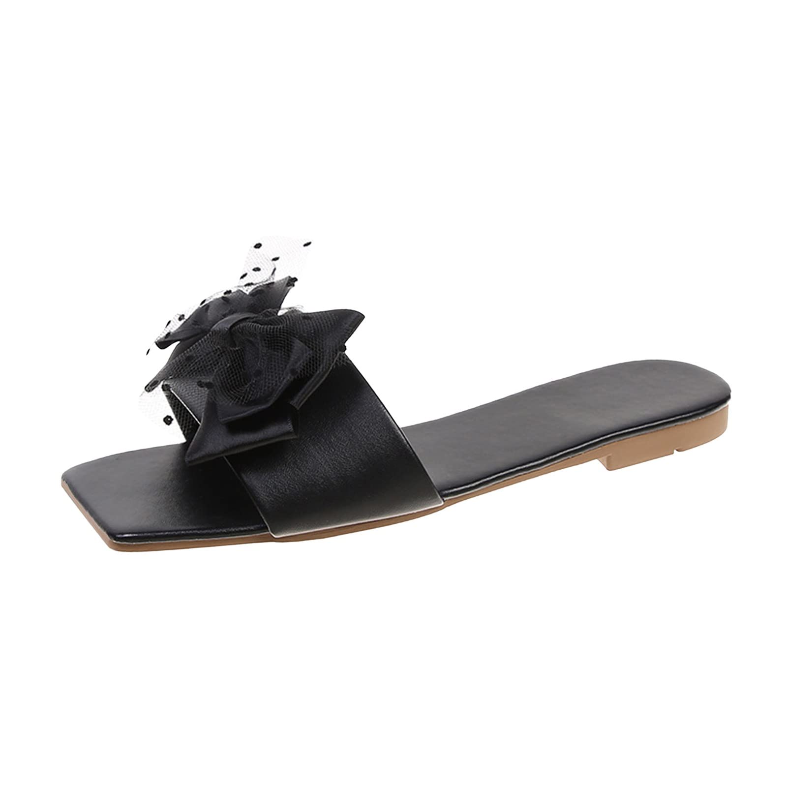 Women's Lace Bow Flat Slippers - Lightweight Casual Summer Beach Shoes & House Moccasins for Women | Perfect for Relaxing at Home, Walking on the Beach, and Spring/Summer Fashion