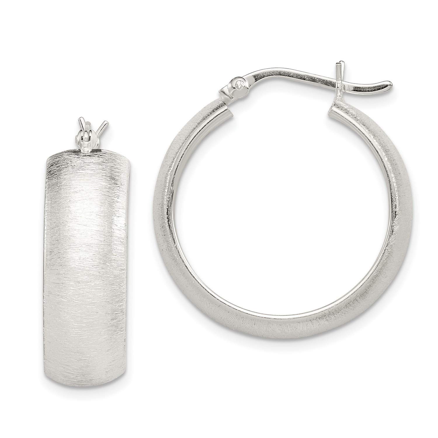 Sterling Silver 8.5mm Polished Laser-Cut Tube Hoop Earrings for Women - 25x8.5mm Hypoallergenic Dangle Earrings - Perfect for Parties, Weddings & Everyday Wear