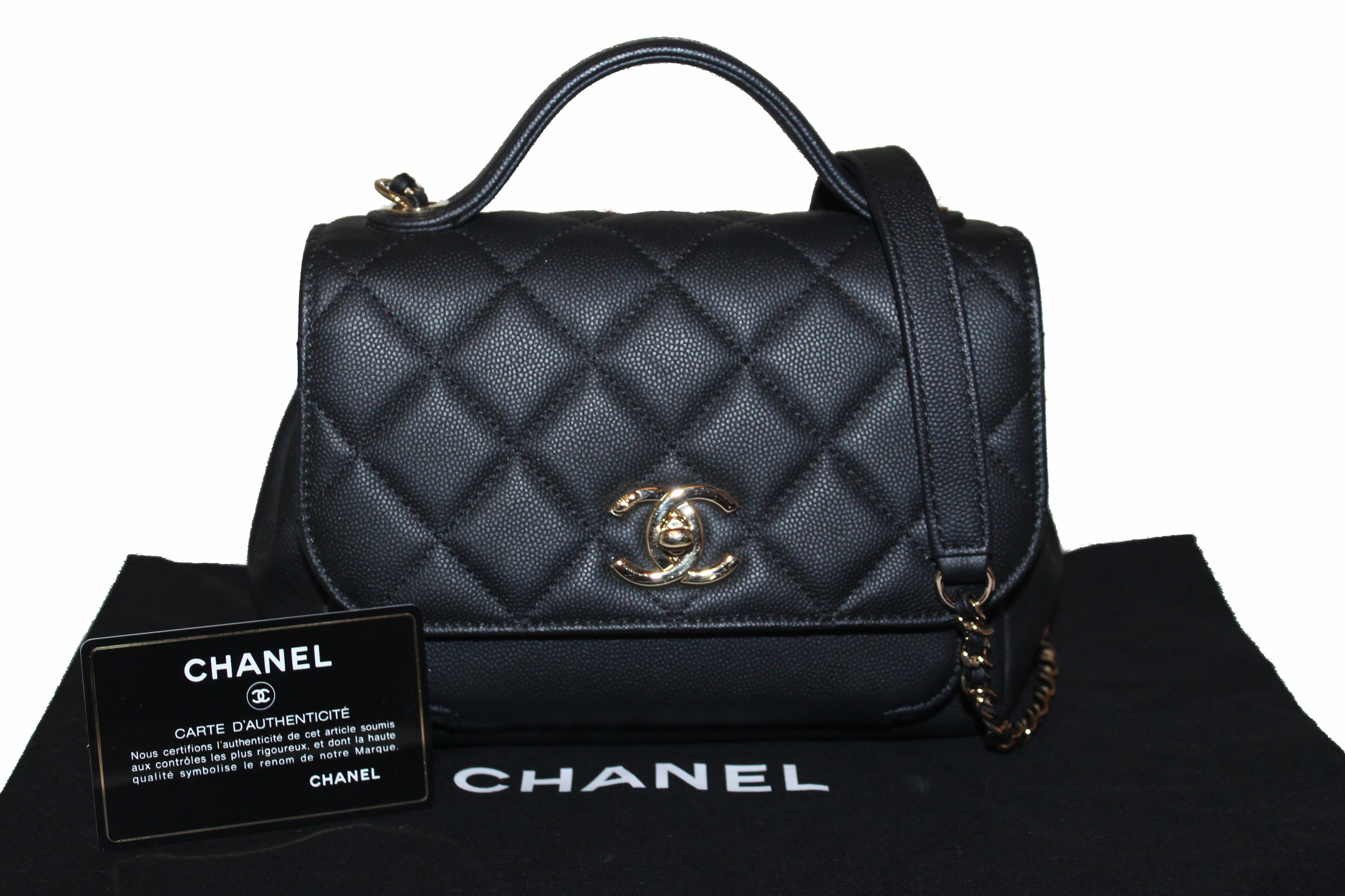 Authentic Chanel Black Calf Leather Small Business Affinity Messenger Crossbody Bag for Women | Luxury Designer Handbag for Work, Travel & Everyday Use